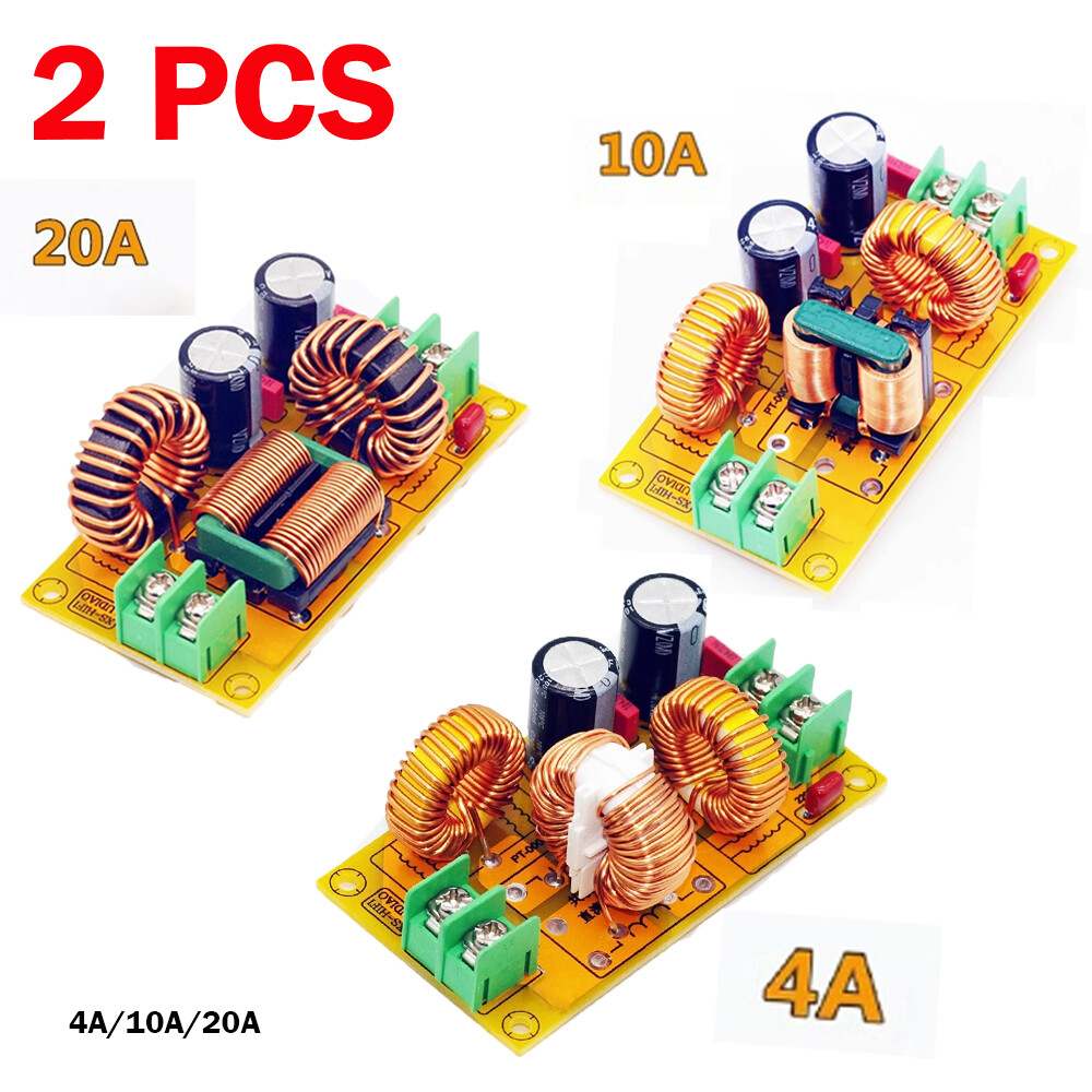 2PCS 4A 10A 20A DC 50V Power Filter EMI Module Audio High Frequency Filter Board