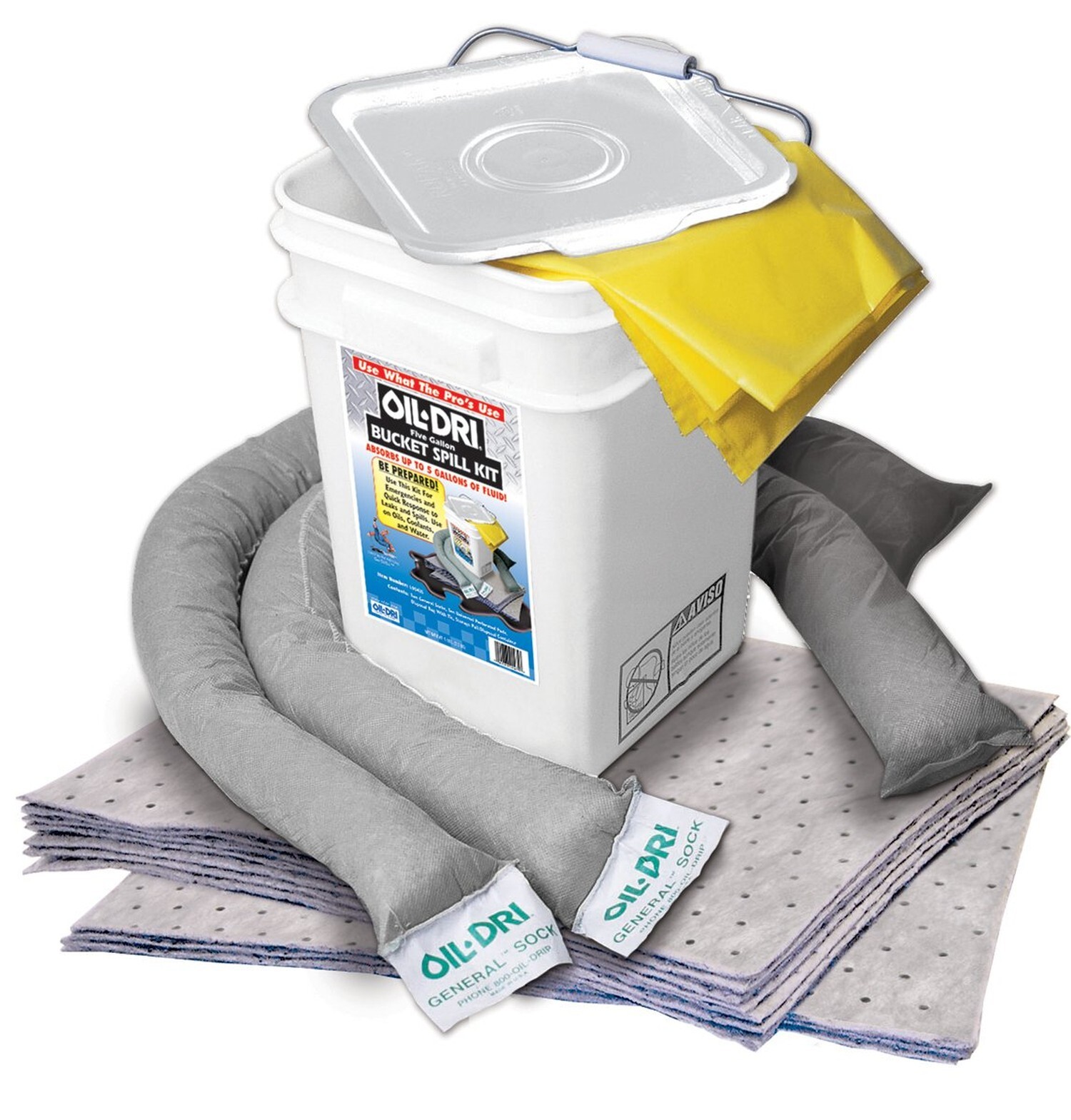 Oil-Dri L90435 Compact Universal 5-Gallon Bucket Spill Kit, 5-Gallon Maximum ...