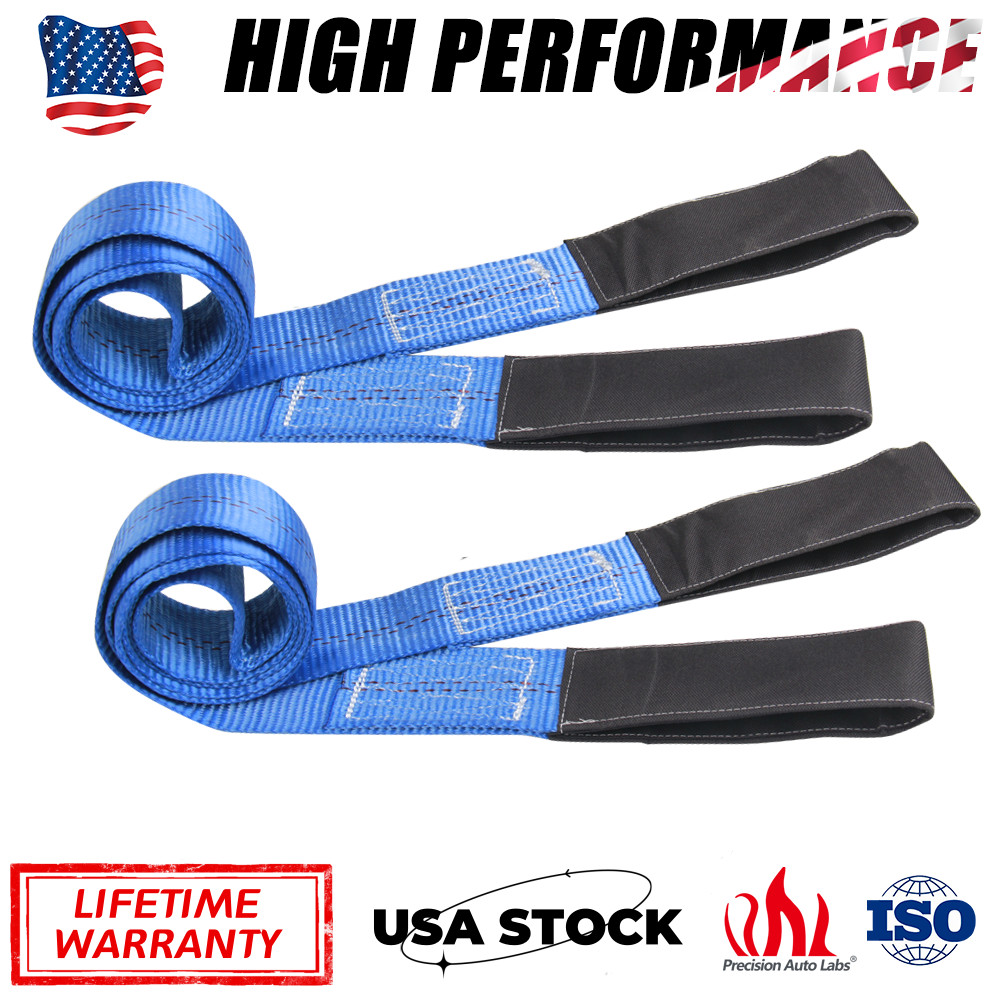 2PCS Nylon Sling Flat Loops Tow Lifting Strap Web Lift Ropes 6'x2"