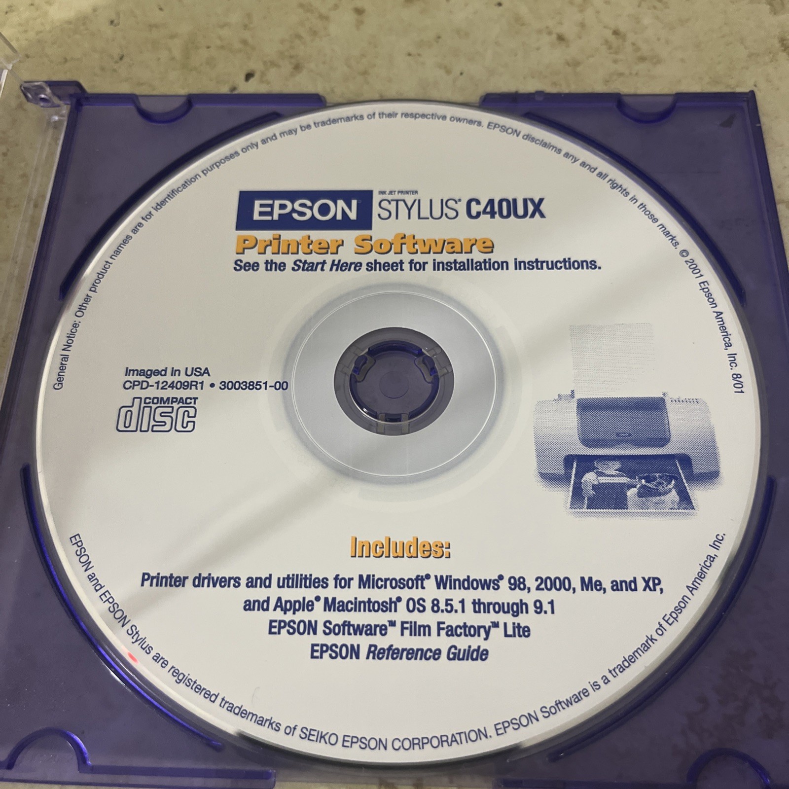 EPSON Stylus C40 Series Printer Software Drivers and Utilities Disc