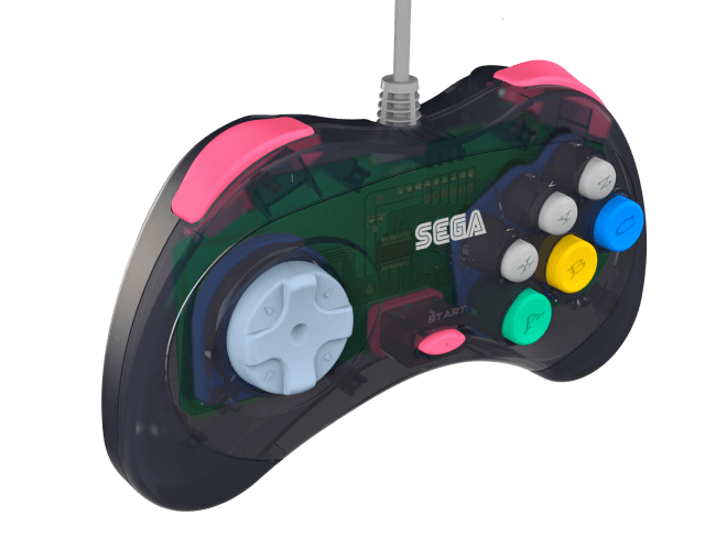 Retro-Bit Official Sega Saturn USB Controller Pad Model 2 USB Port Slate Grey