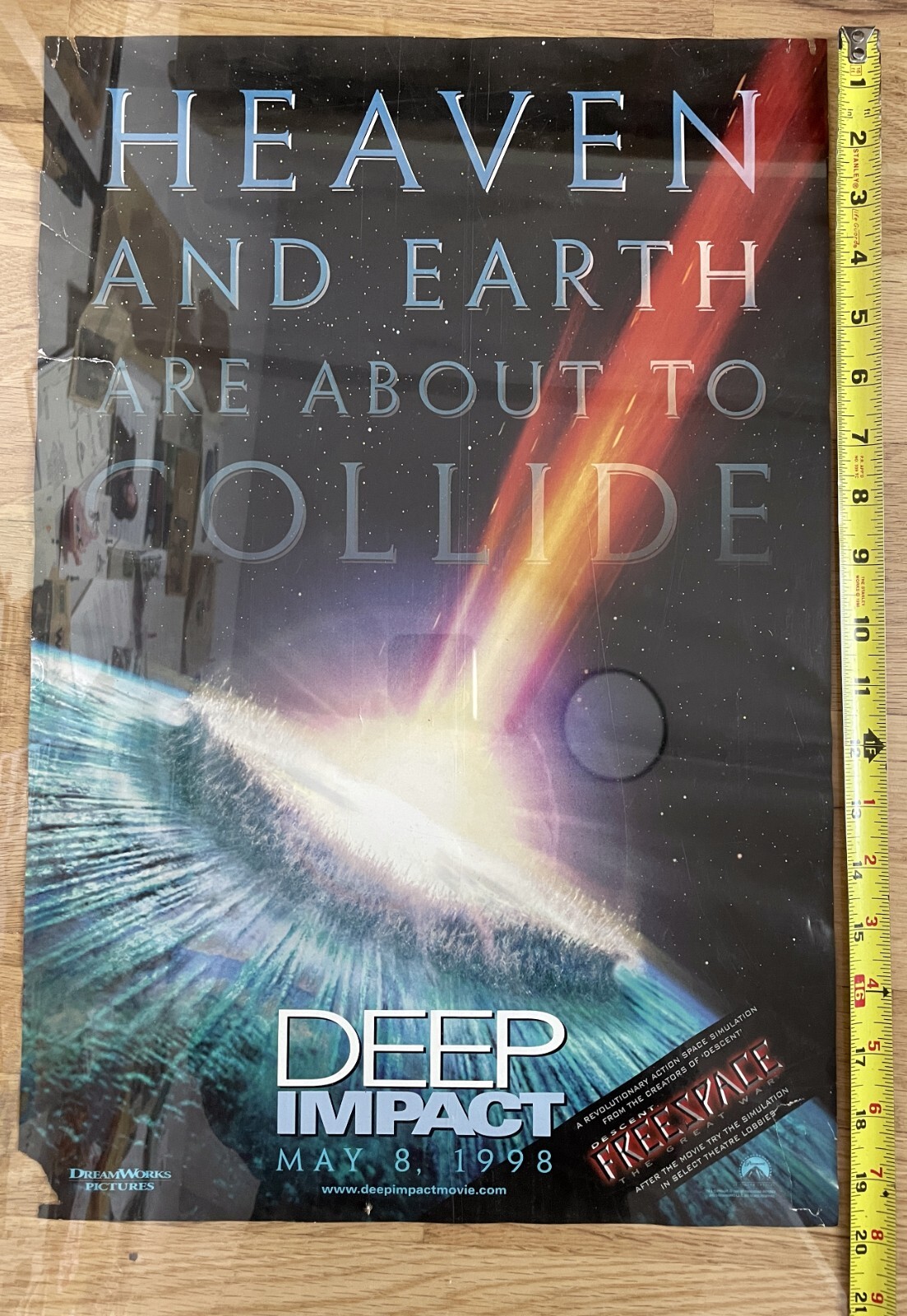 Vintage Deep Impact (1998) Movie Poster Original 20 x 14