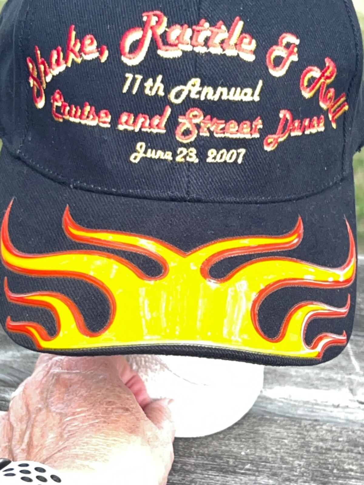 Shake, Rattle & Roll Black Cruise & Street Dance Black HatCap Hook Loop Flame