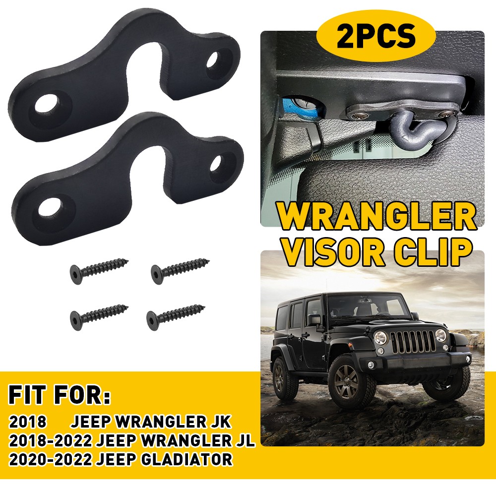 SUN VISOR CLIPS(2) FIT FOT JEEP 2018 NEWER & JK JL JT GLADIATOR WRANGLER EOA