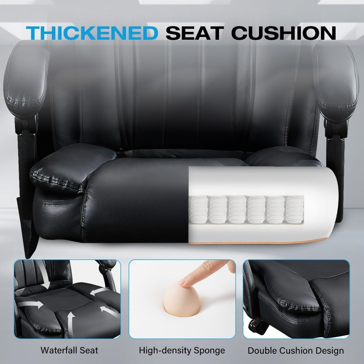 500Lbs Big and Tall Office Chair, 6-Points Massage Office Chair, Executive Heate