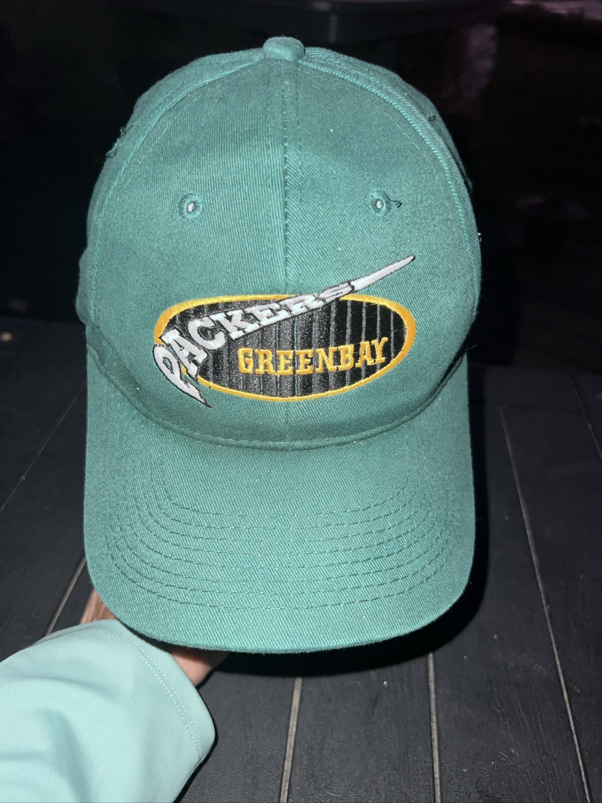 Vintage Packers Greenbay Logo on Green Cotton Hat Cap Snapback Game Day NFL