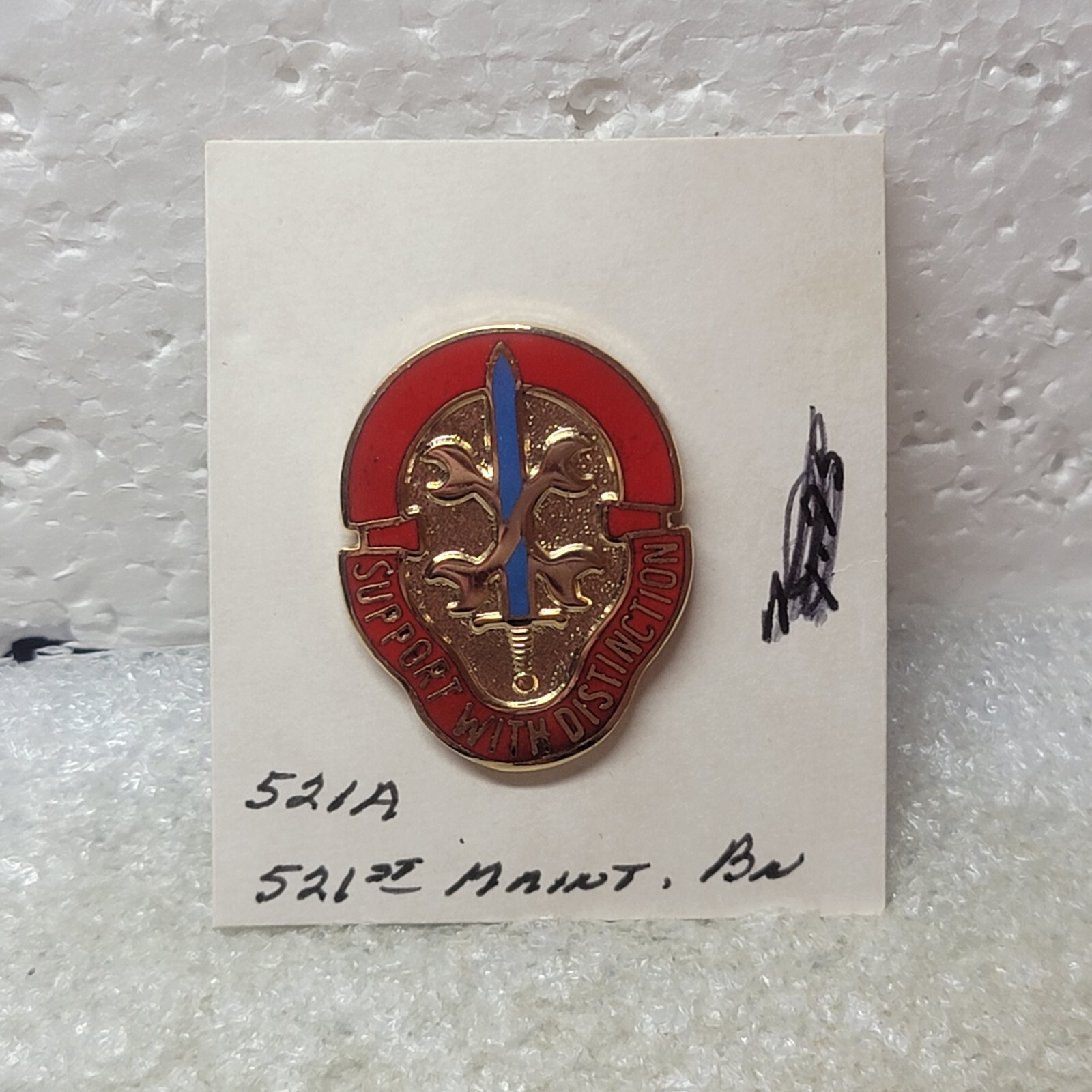 Authentic VTG US Army 521st Maintenance Battalion Pin Support With Distinction