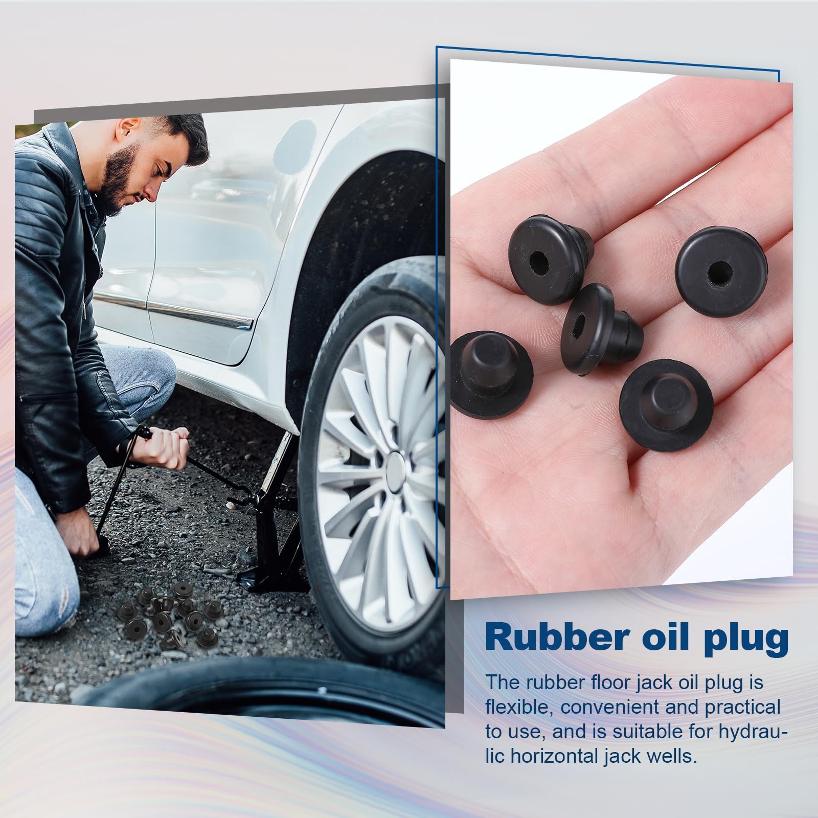 12 Pcs Hydraulic Jack Oil Plug Fit Hole of 5/16", Flat-Head Rubber Floor