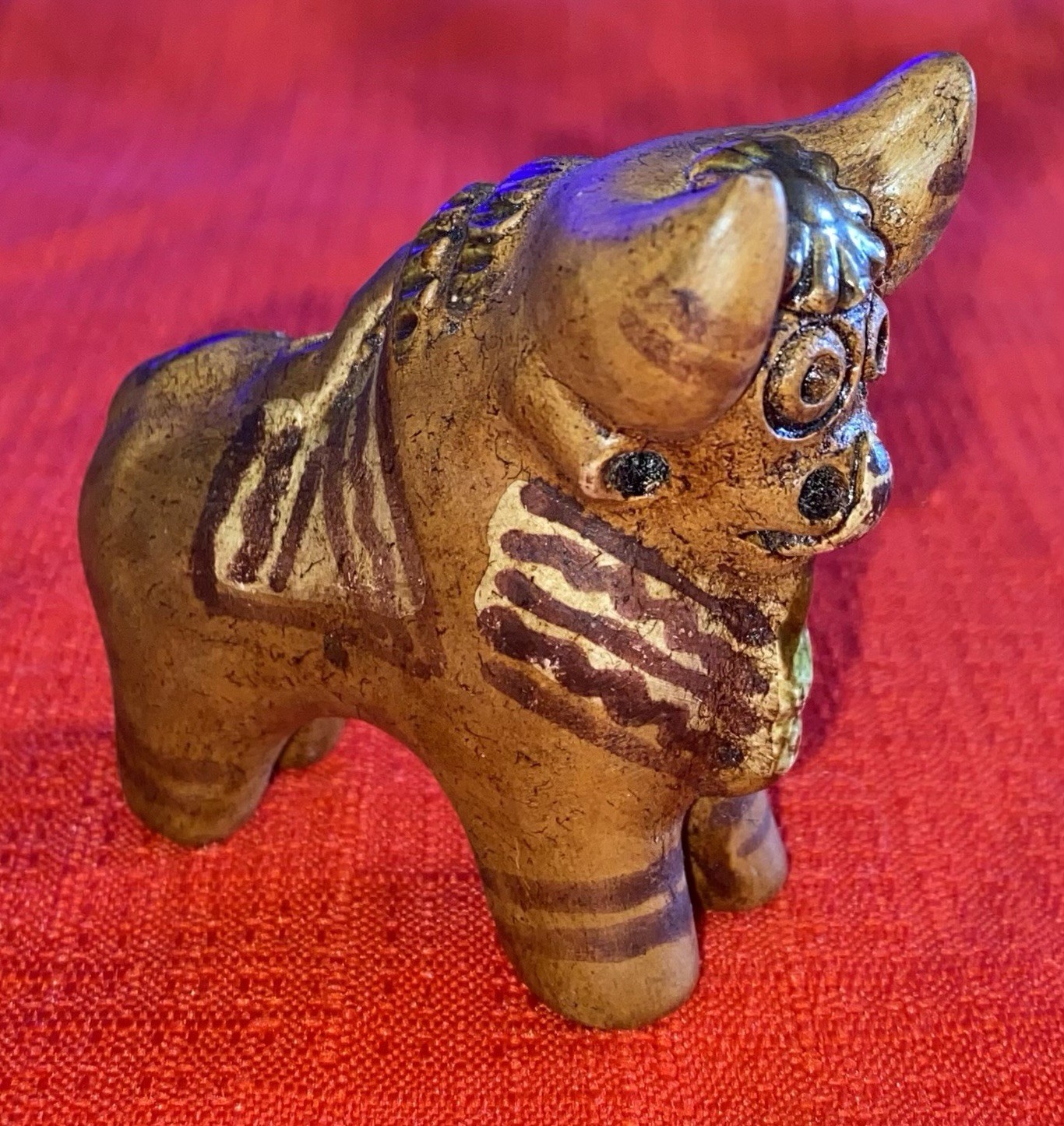 Traditional Peruvian Hand Painted Ceramic Torito de Pucara Bull 2" Folk Art