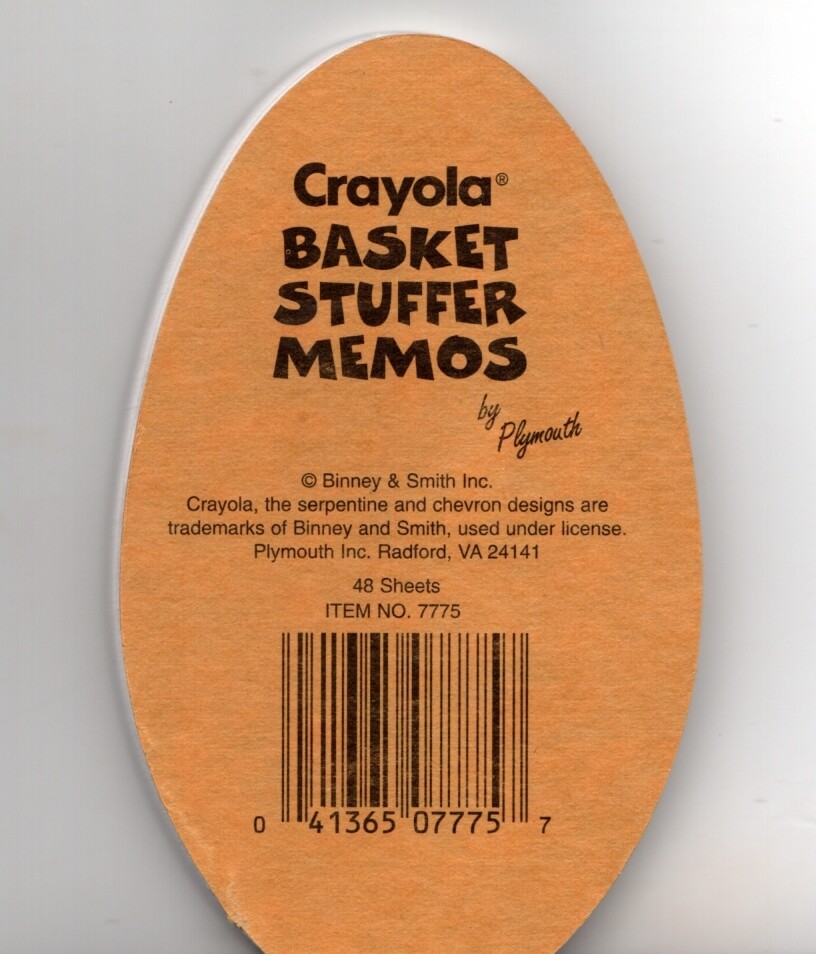 Easter Crayola Binney and Smith 48 Sheet Shaped Notepad Stocking Basket Stuffer