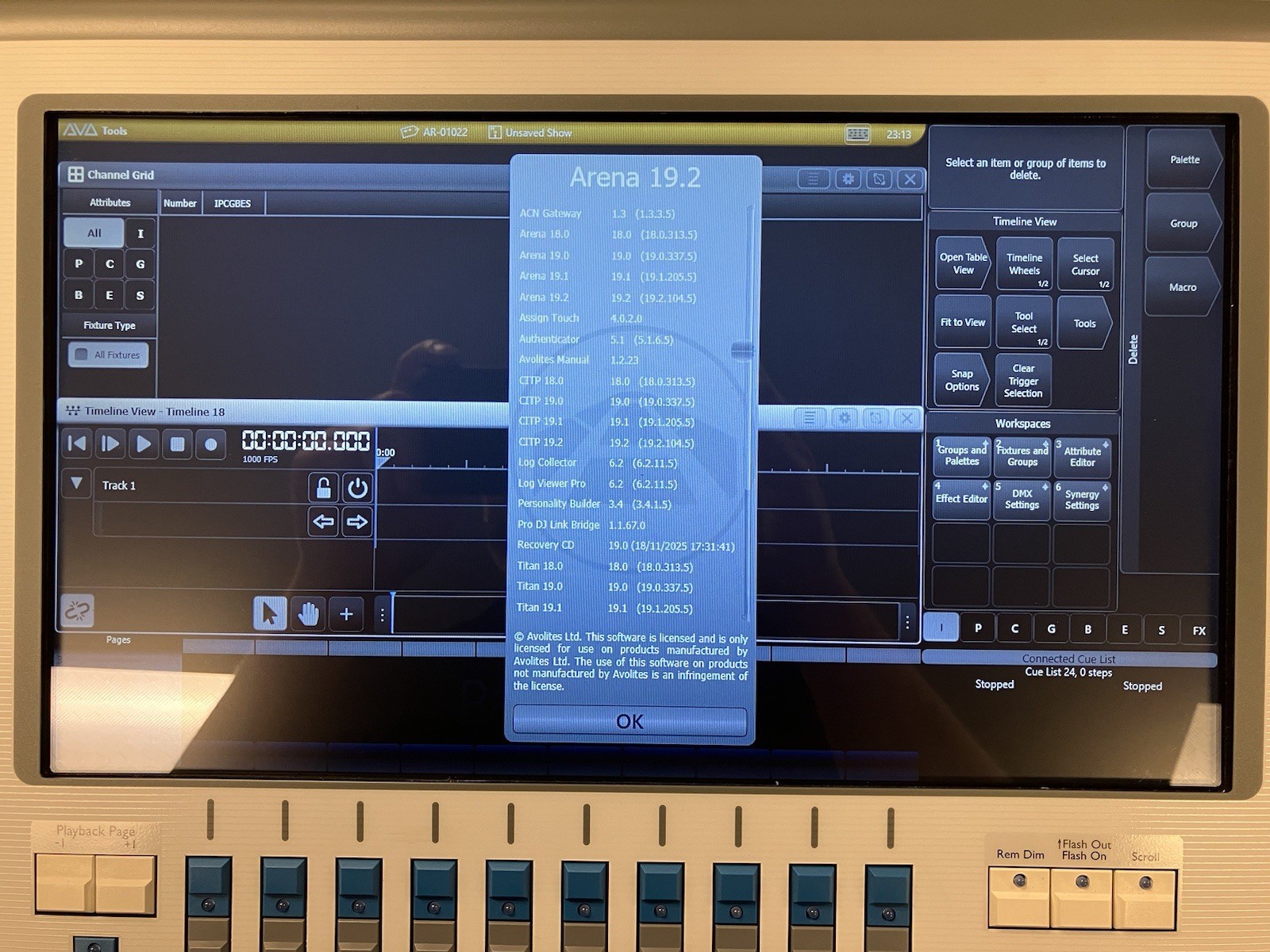 Avolites Arena Lighting Console w/ Case