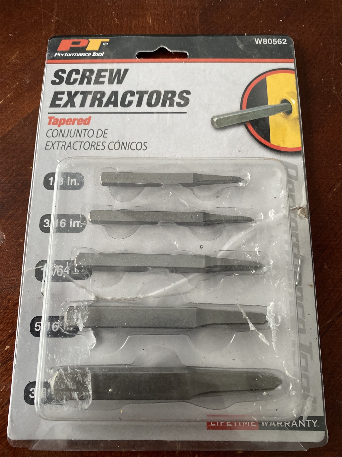 PERFORMANCE TOOL 5 PC TAPERED SCREW EXTRACTOR SET W80562. #R3