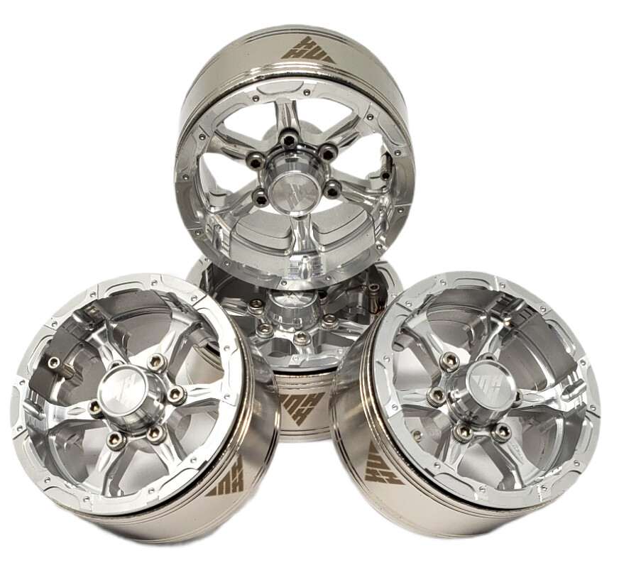 NHX RC 1.9" Aluminum Heavy Beadlock Crawler Wheels Rims -Silver 4pcs