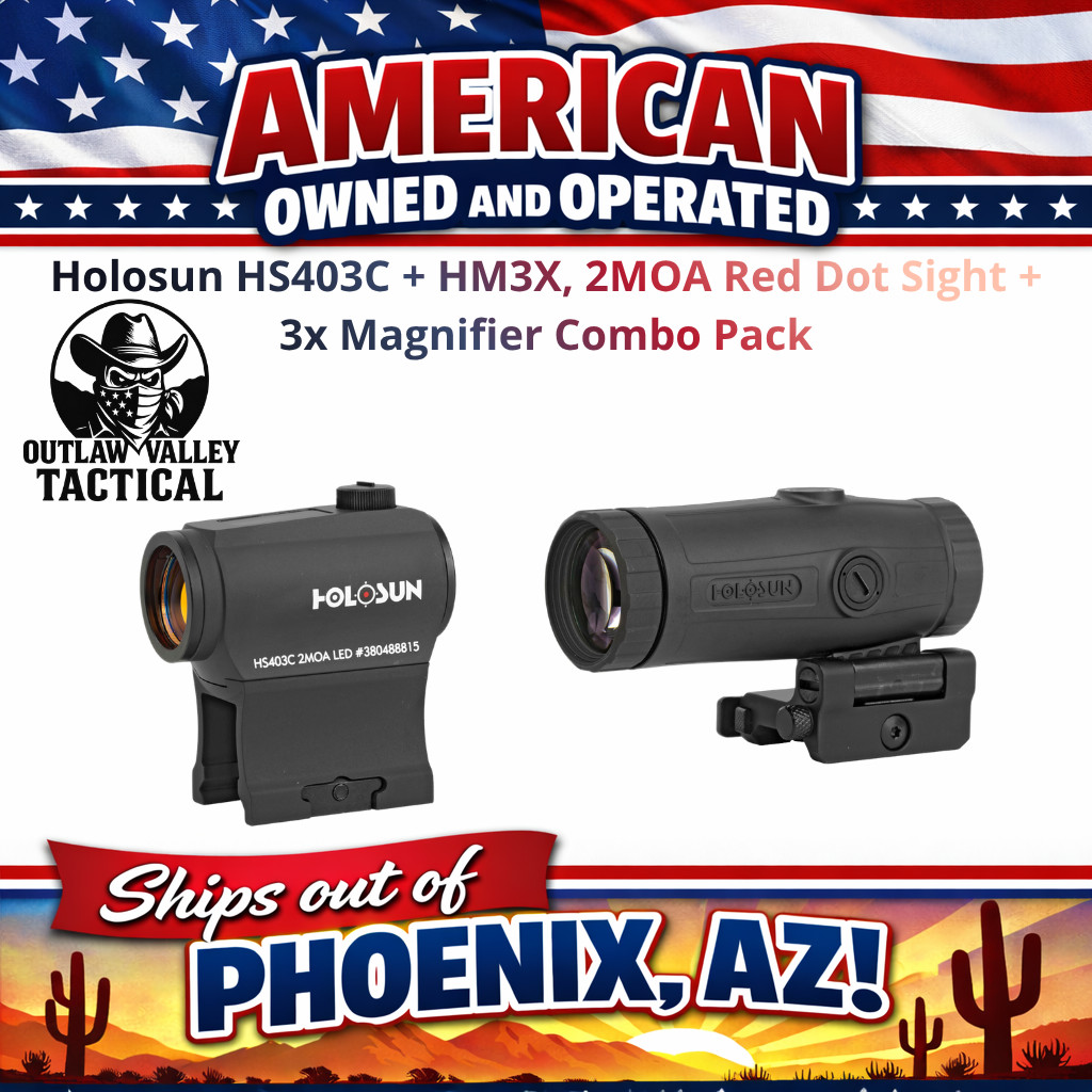 Holosun HS403C + HM3X Combo, 2MOA Red Dot Sight + 3x Magnifier Combo Pack