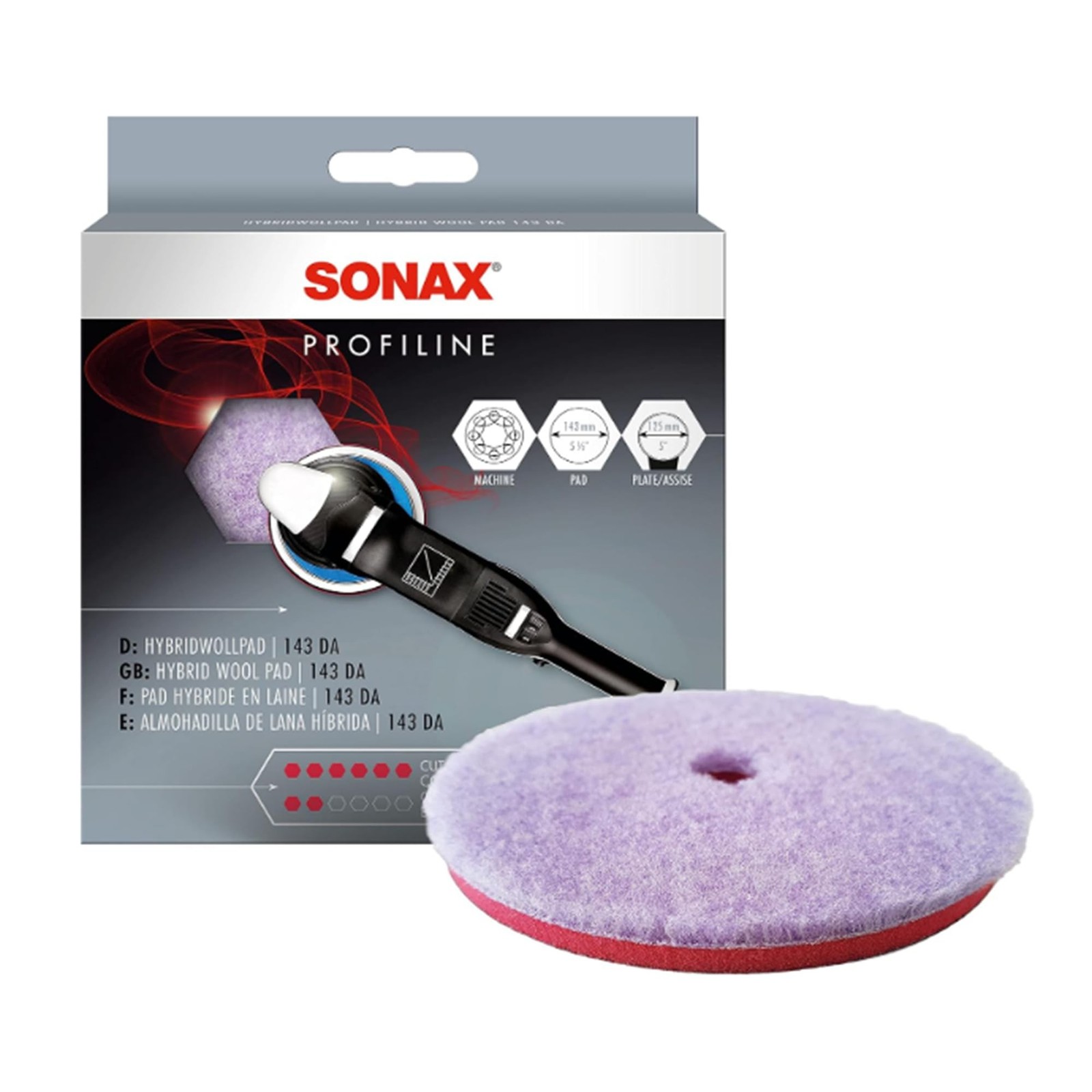 SONAX Hybrid Wool Pad 493800 | Heavy Cut Polishing Pad for Dual-Action Machin...