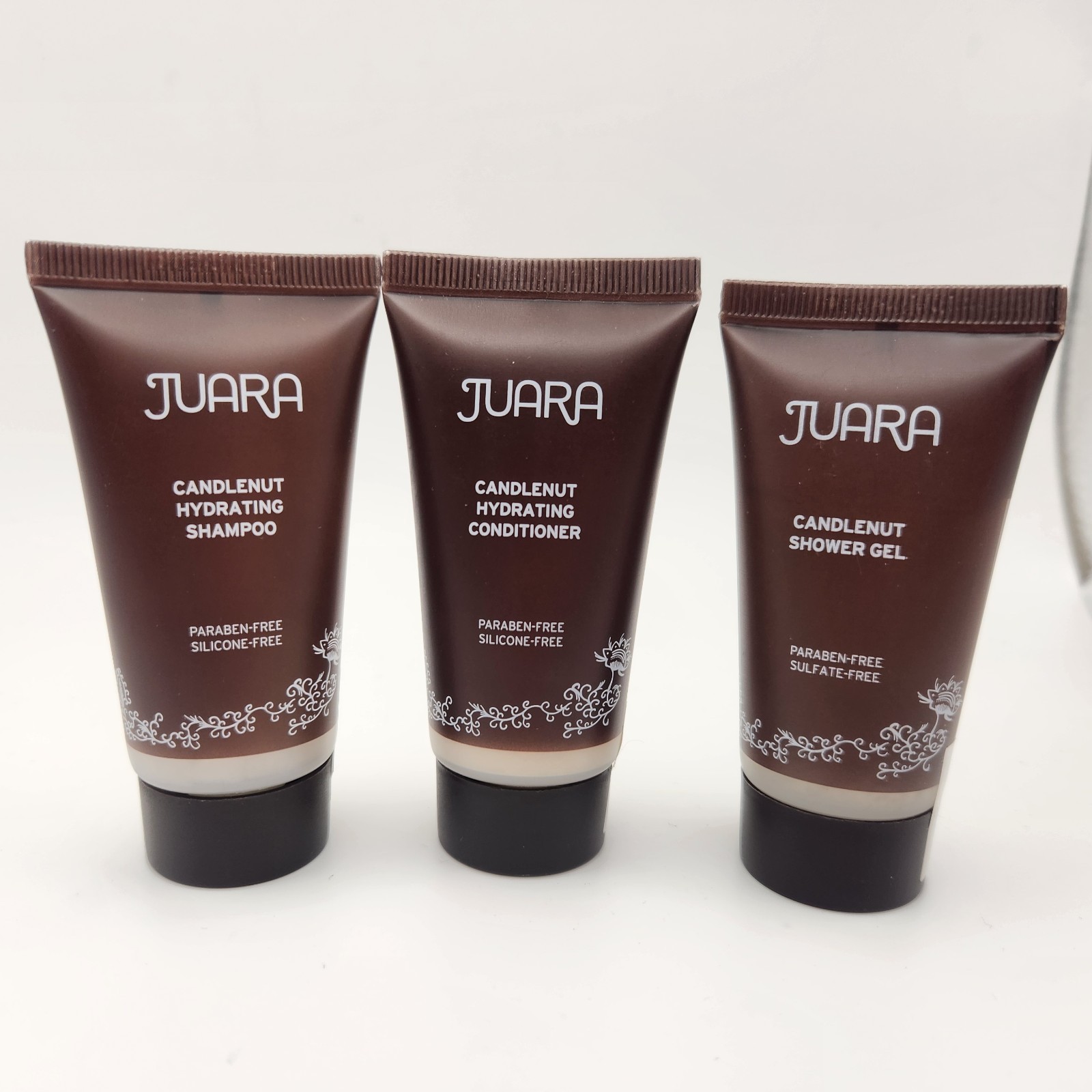 Lot of 3 Juara Travel Set Candlenut Shampoo, Conditioner, & Shower Gel NEW