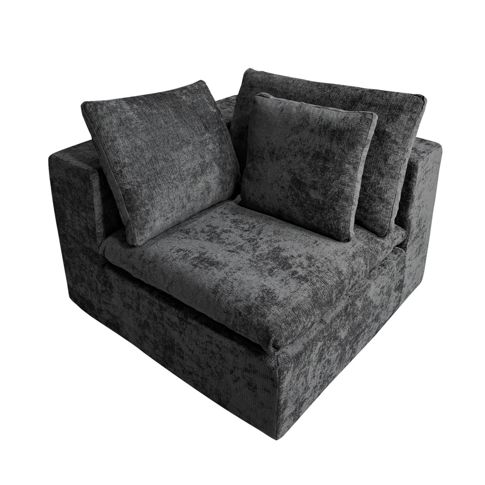 Modular Grey Corduroy Sectional Sofa w/ Chaise Lounge, No Assembly