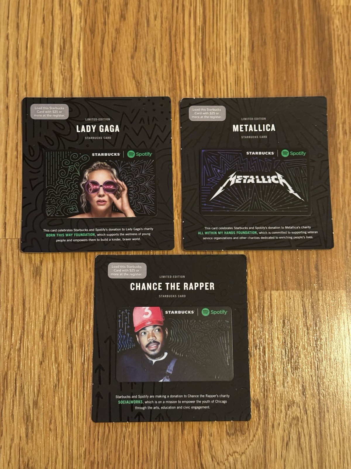Limited Edition Lady Gaga, Metallica and Chance The Rapper Starbucks Gift Cards