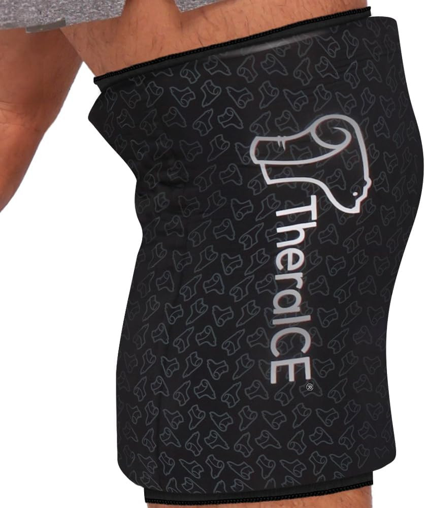 Theraice Knee Ice Pack Wrap PRO Compression Sleeve, Reusable Gel Cold Packs Brac