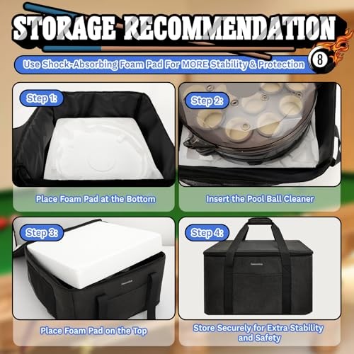 Pool Ball Cleaner Storage Bag, Compatible with Most Pool Ball Cleaner