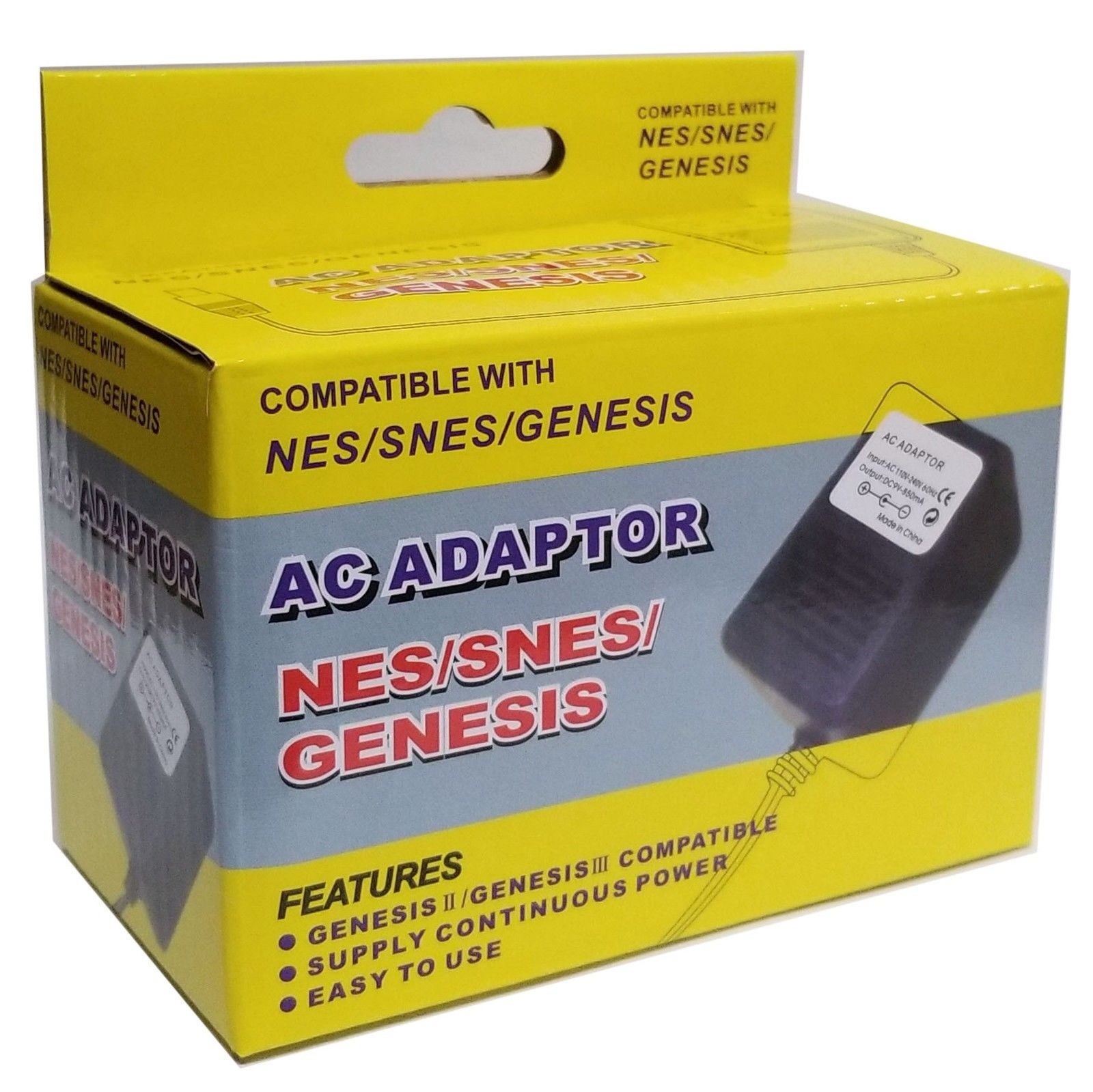 NEW AC ADAPTER FOR NES, SNES & GENESIS SYSTEMS - SUPER NINTENDO POWER CABLE CORD
