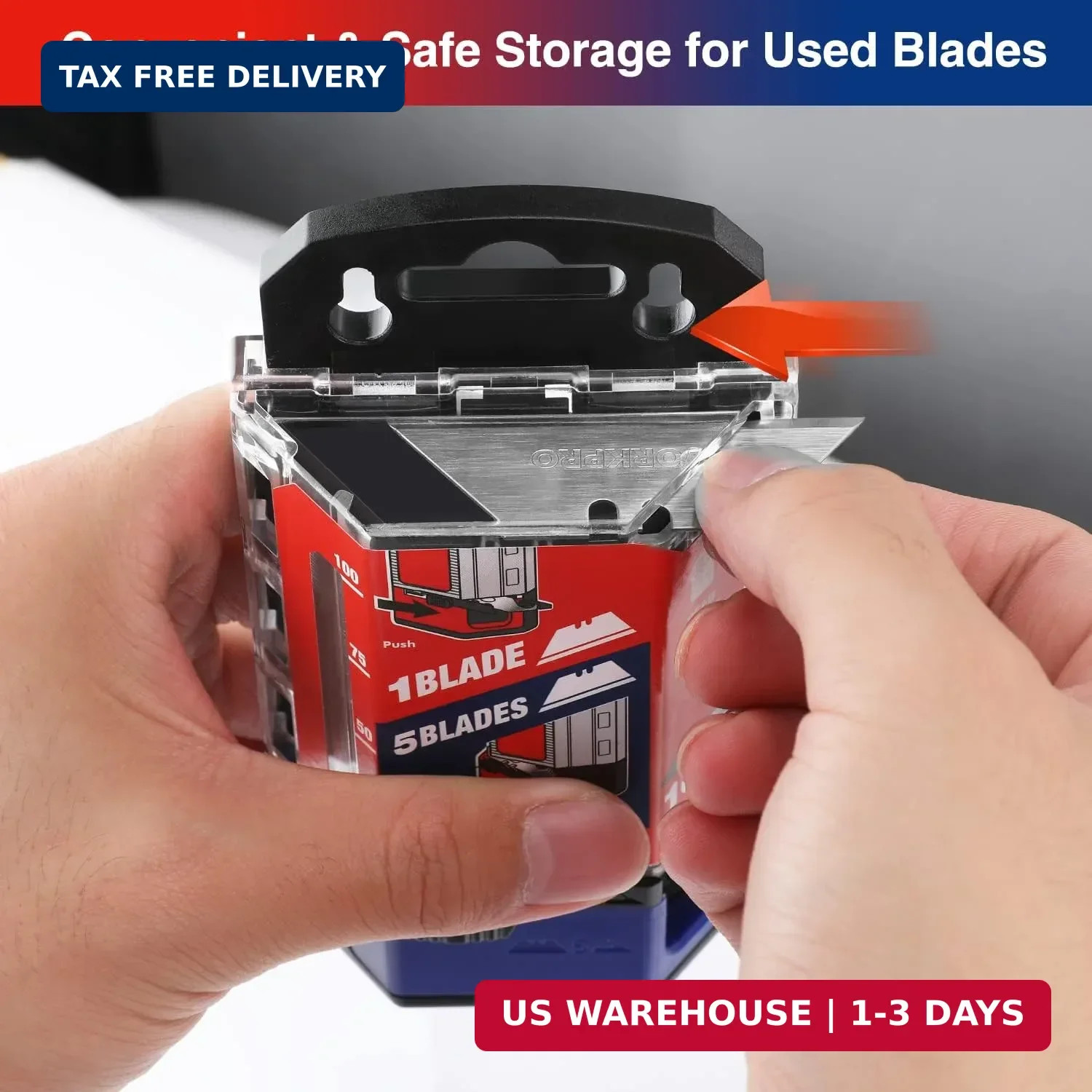 100-Pack Utility Knife Blades | Utility Blades Replacement with Dispenser, SK5 C