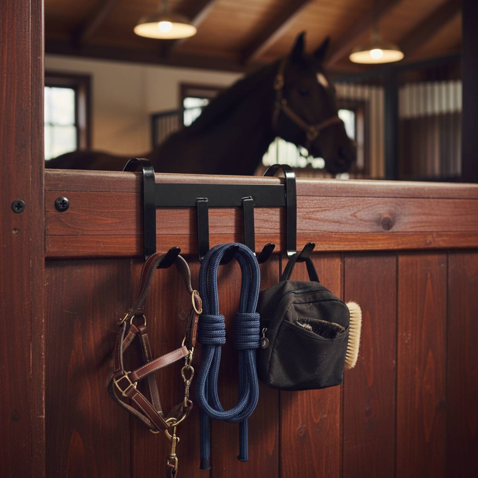 Horse Tack Hook Rack Metal Equine Equestrian Gear Space-Saving for Barn, Stable