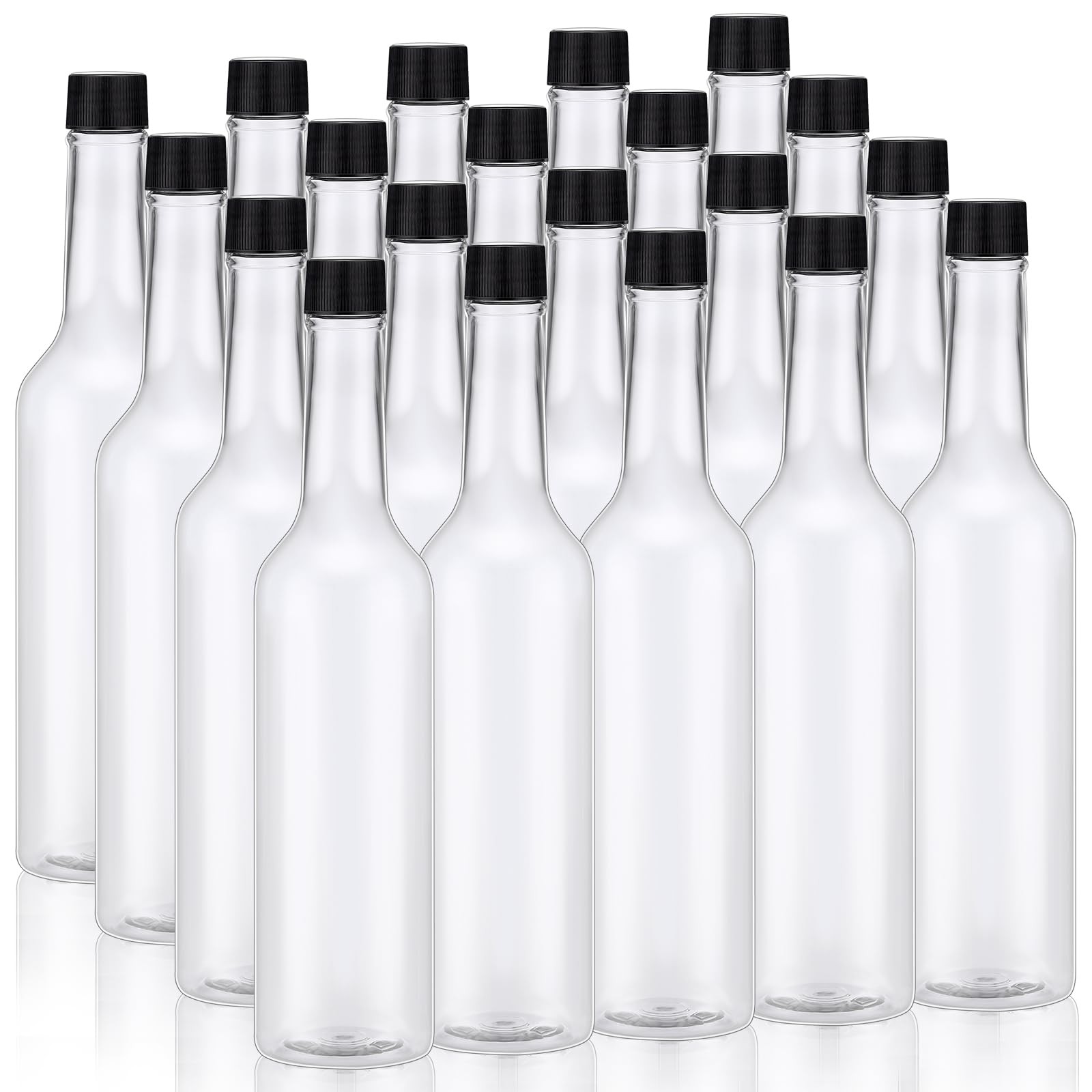 20 Pcs 15 oz Plastic Long Neck Coquito Bottle Empty Clear Liquor Container