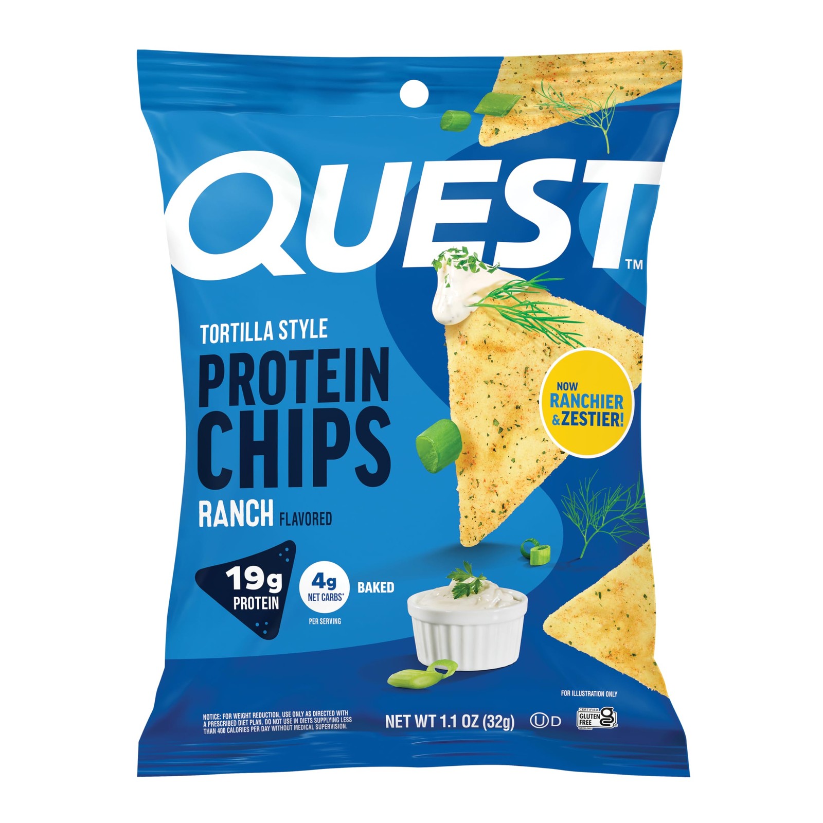 Quest Nutrition Ranch Tortilla Style Protein Chips, 1.1 Ounce (Pack of 12)
