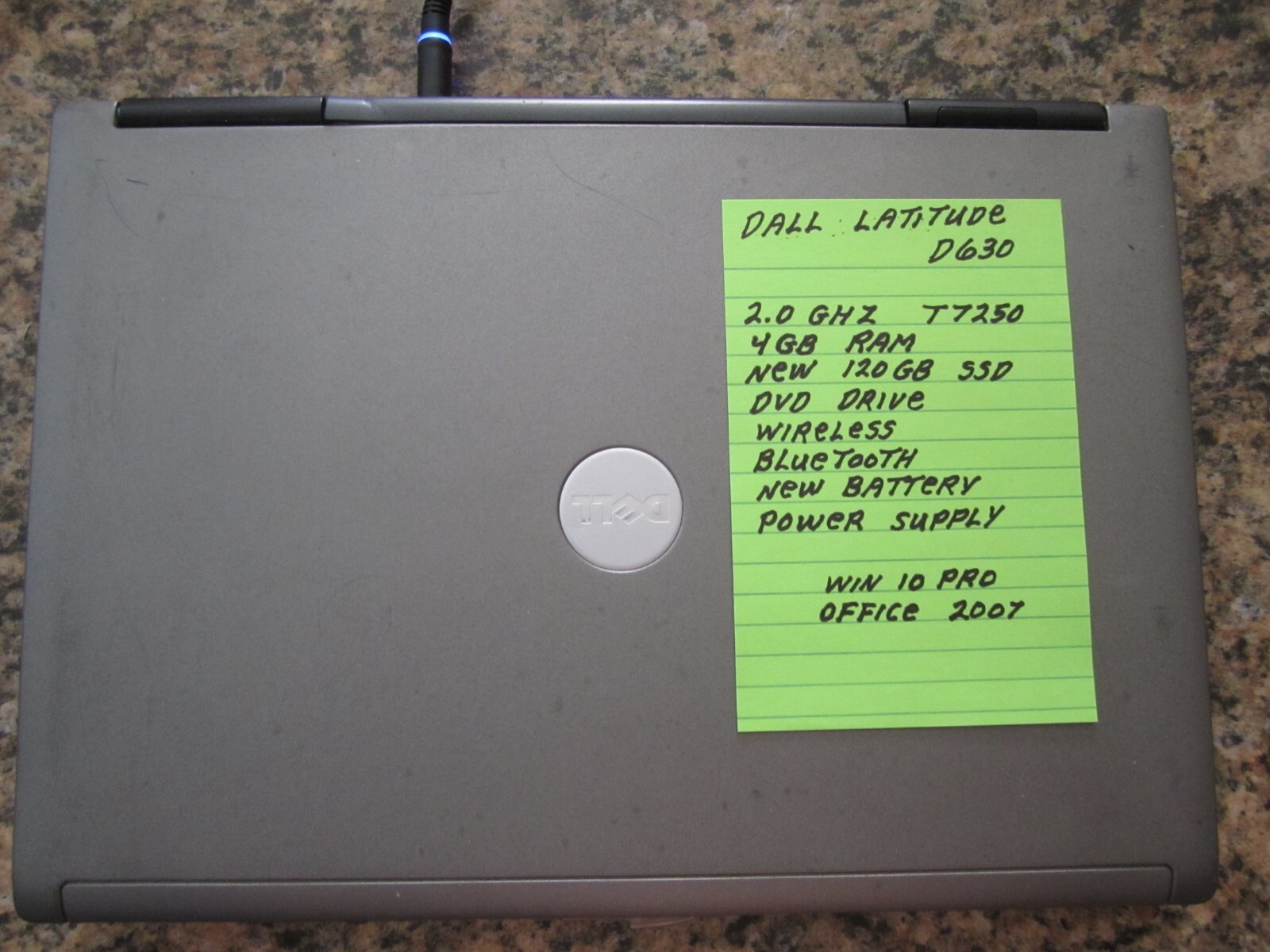 Dell D630 Laptop 2 GHz 4 GB RAM NEW 120GB SSD HD WIn 10 PRO OFICE 2007