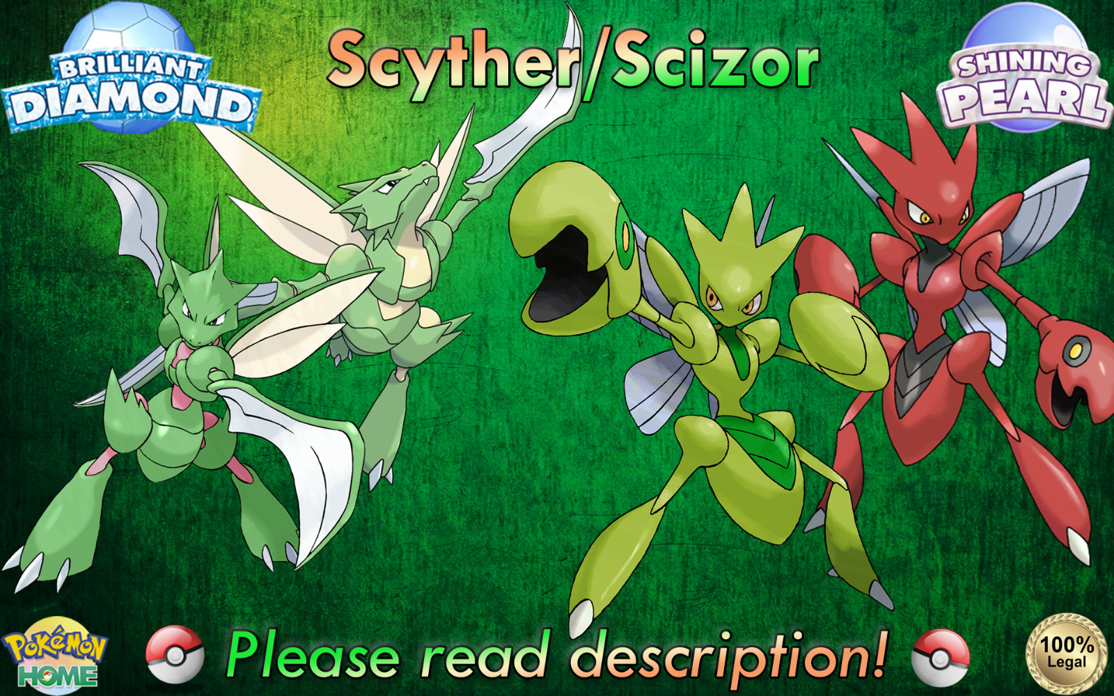 💎Shiny Non-shiny Scyther Scizor 6IV💎Brilliant Diamond Shining Pearl (💯Legal)