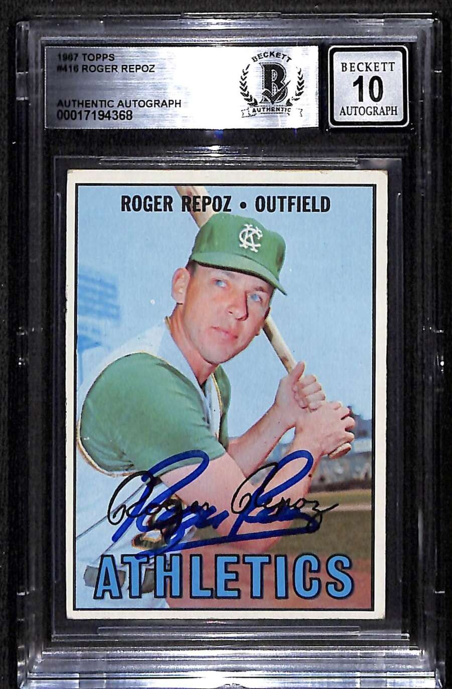 1967 Topps 416 Roger Repoz  BGS Auto 10 Autographed BVG Authentic C93170