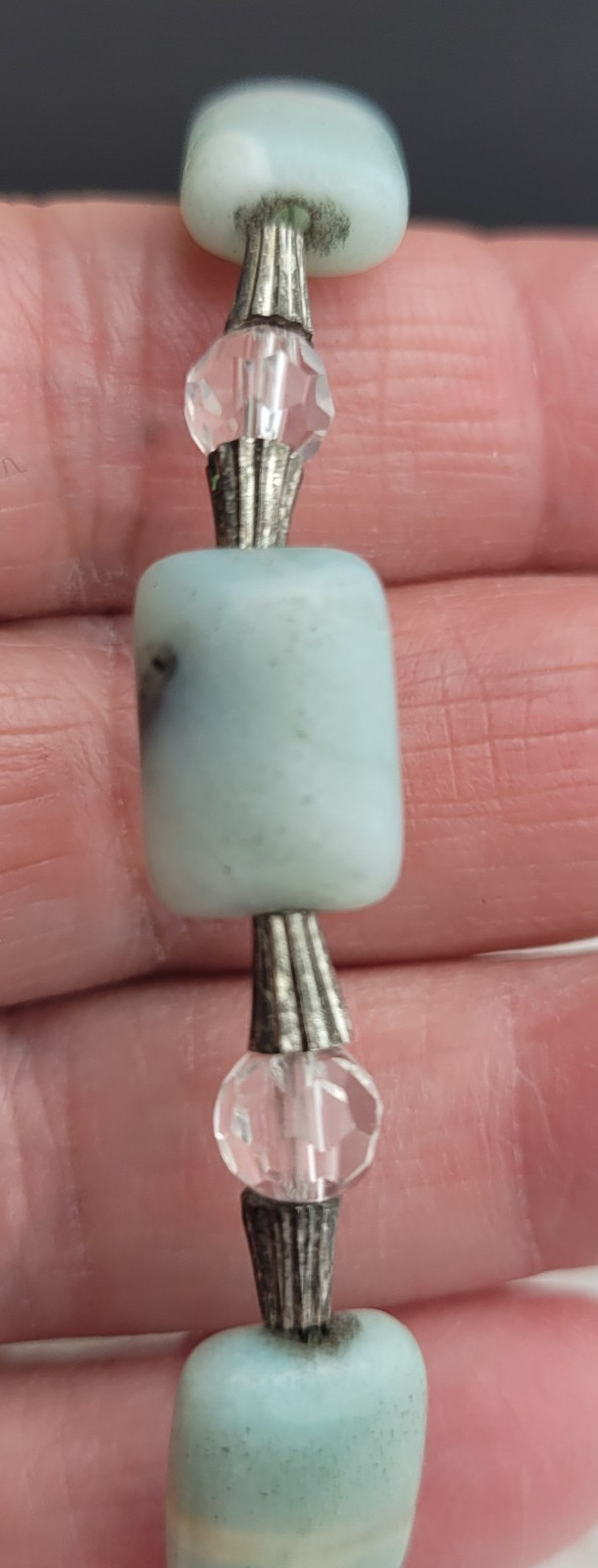 Amazonite Beaded Bracelet Artisan Made 6"