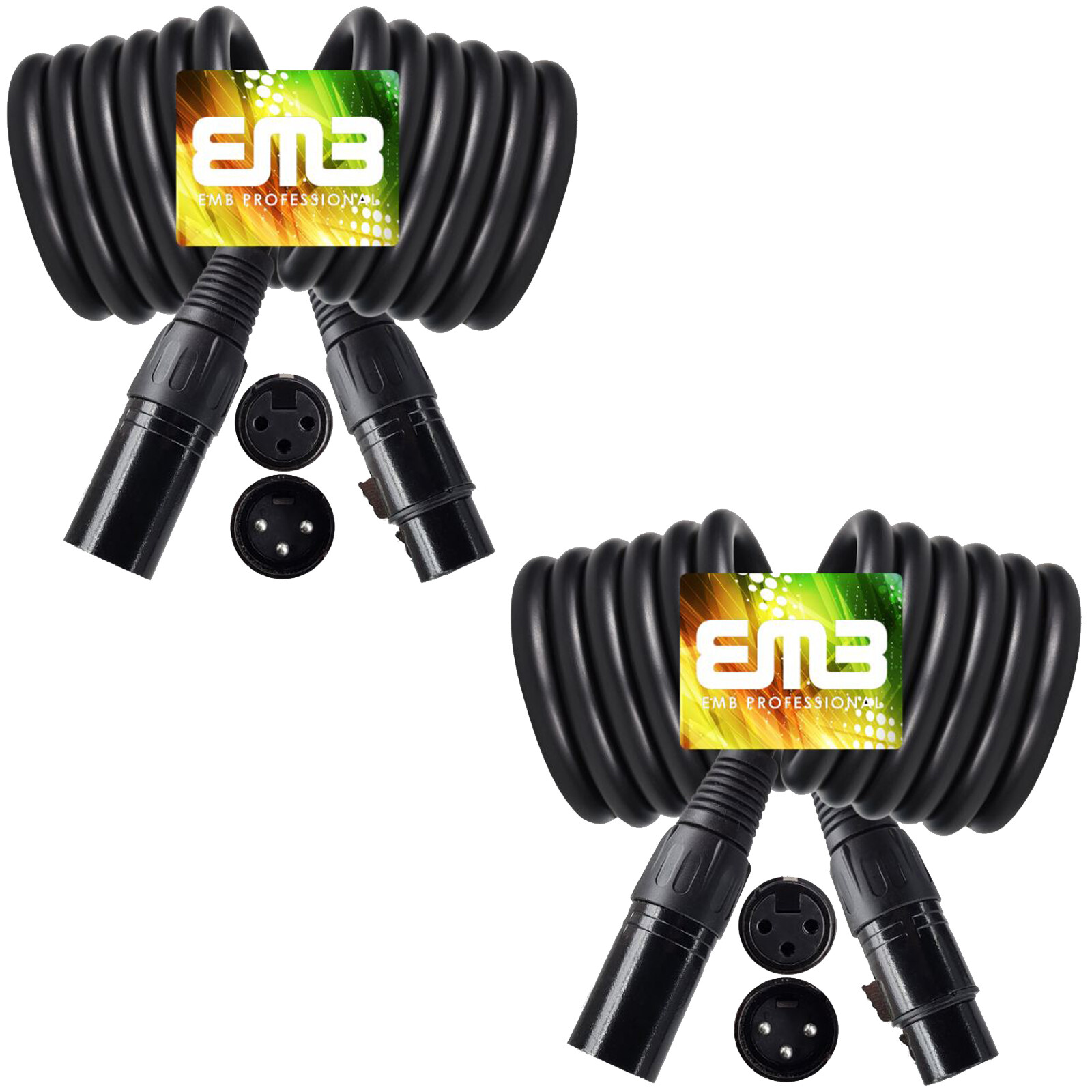 2 Sets - Premium 18 Gauge 25 Feet Speaker Cable Cords, XLR to XLR Mic Cables