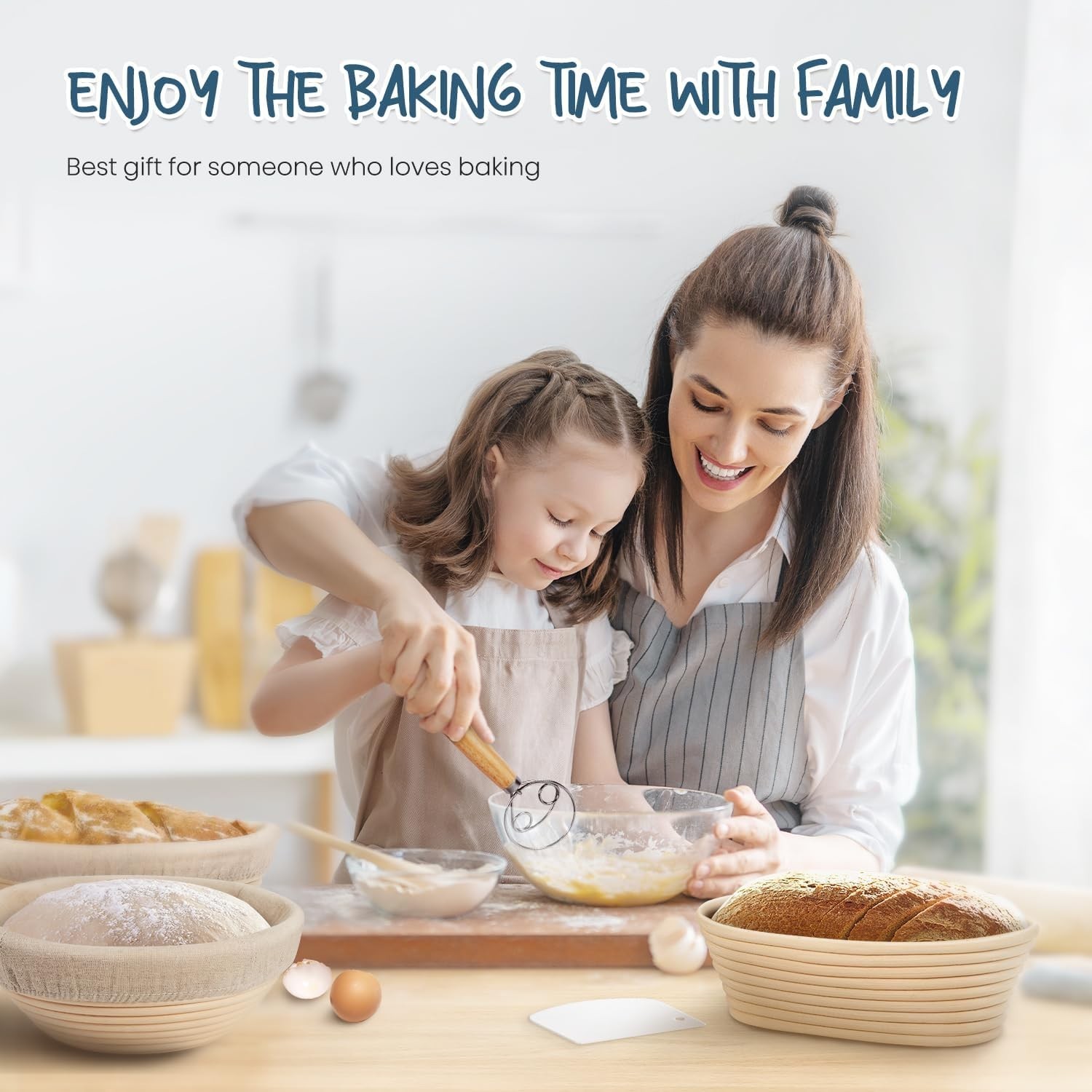 9-Inch Round & 10-Inch Oval Rattan Proofing Baskets with Essential Baking Tools