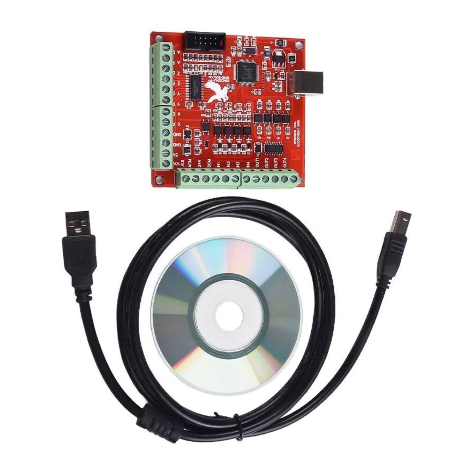 4 Axis Motion Controller for Stepper Motors USB Breakout Board+CD for MACH3