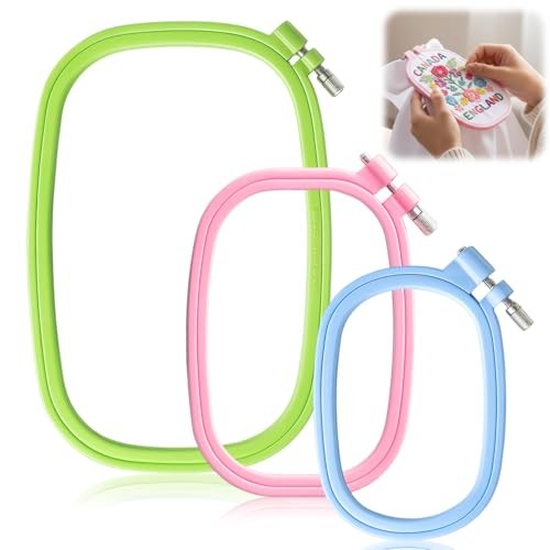 3 Pack 3 Size ABS Plastic Cross Stitch Hoop, Square Embroidery Hoops, Cross