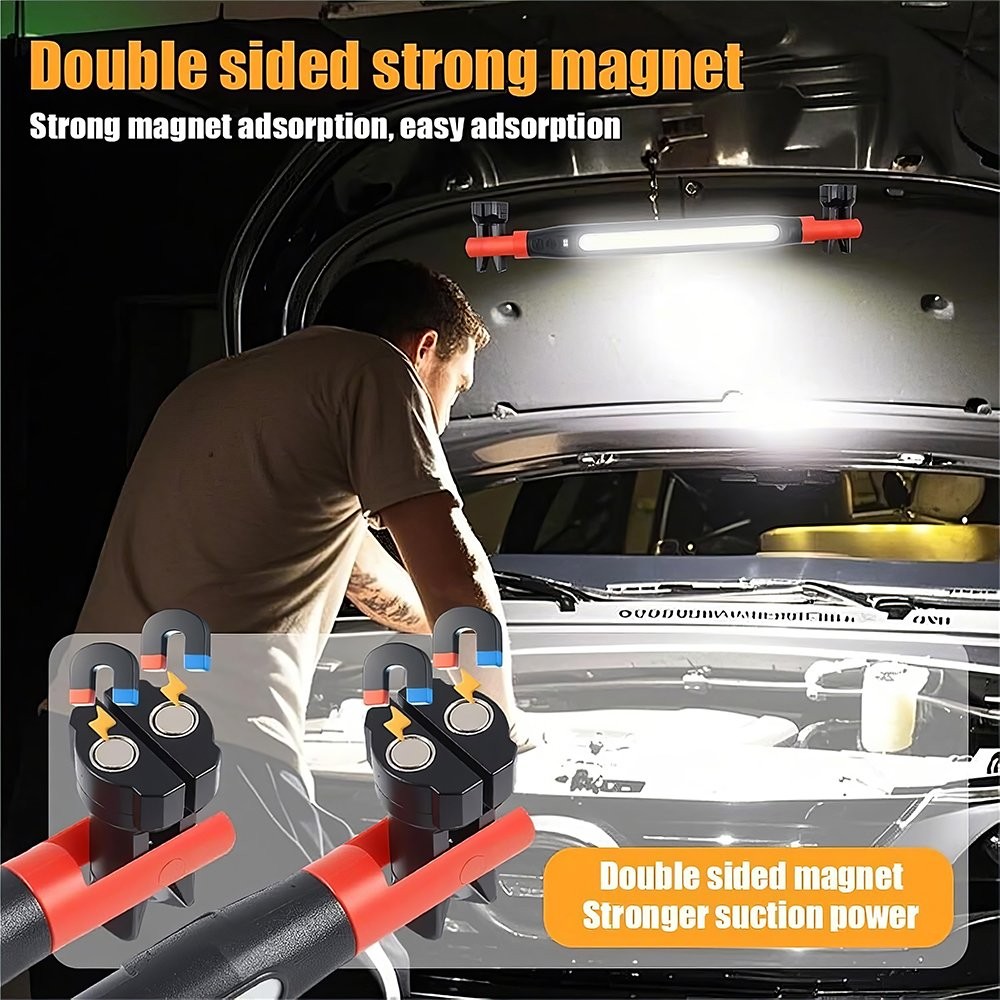 Under Hood Work Light Bar 3000LM LED Magnetic Light Bar with Hooks Rechargeable