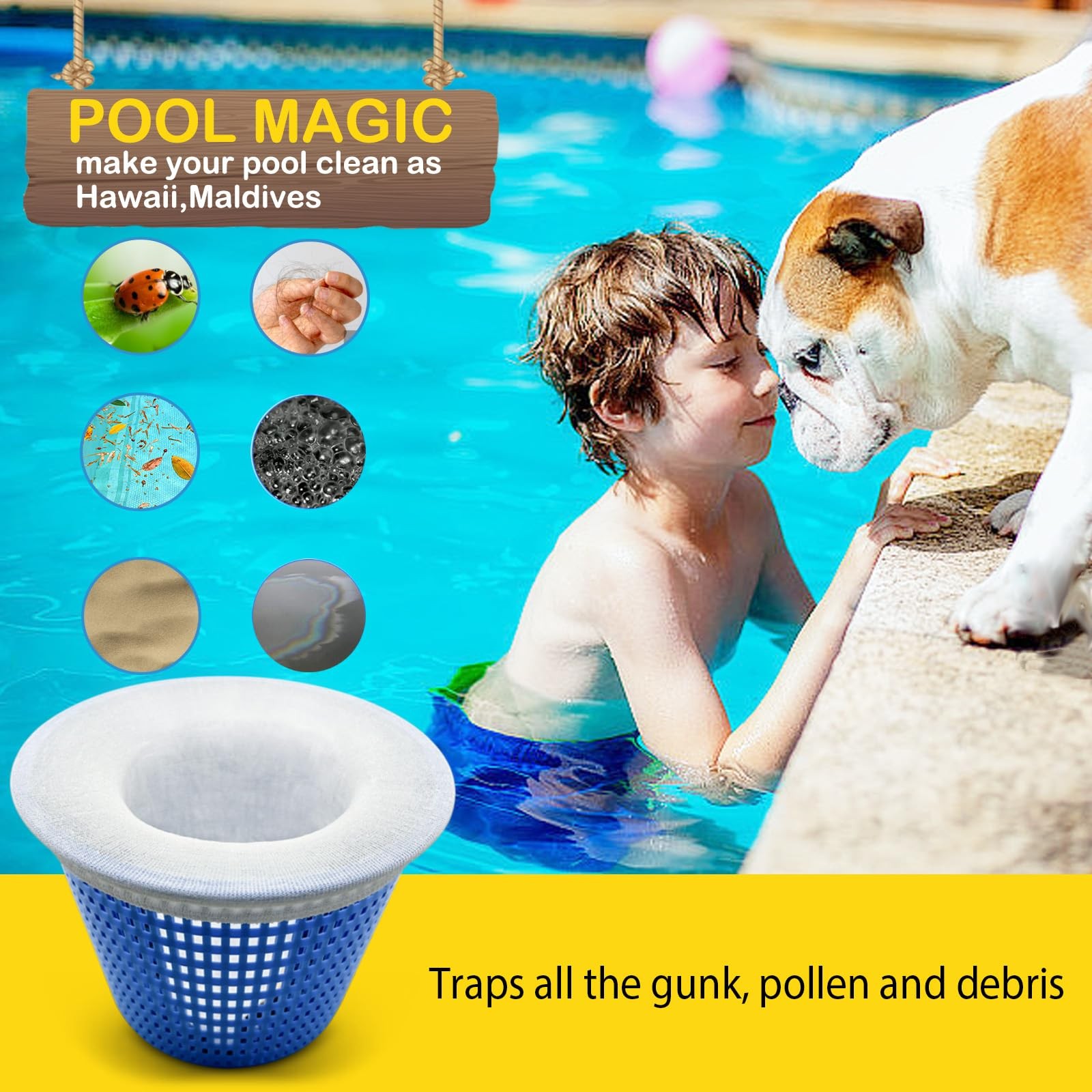ROMIVO 30 Pack Pool Skimmer Filter Socks for Inground Or 30 Pack, White