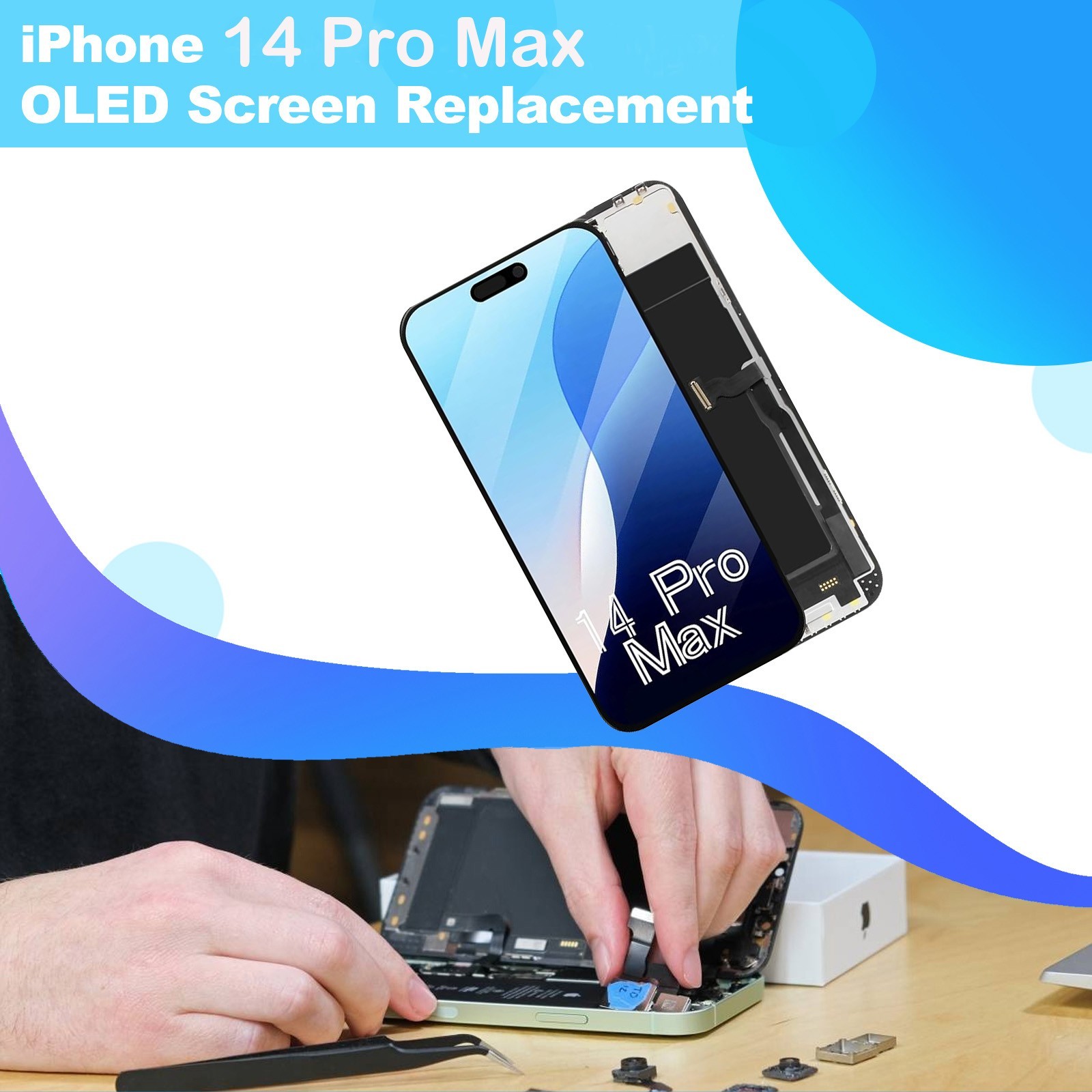 OLED For iPhone 14 Pro Max Screen Replacement FHD Display Digitizer Repair Kit