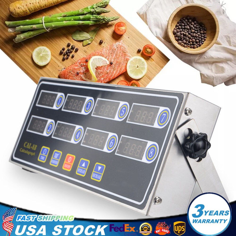 8 Channel Commercial Digital Timer Calculagraph Kitchen Loud Countdown Modern US