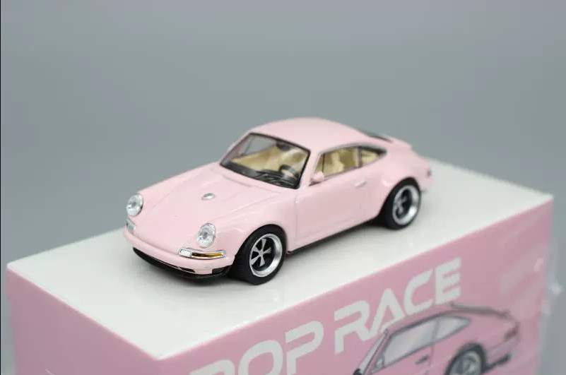 POPRACE 1/64 Scale Porsche Singer Targa 911 964 Pink Color Alloy Model Car Gifts