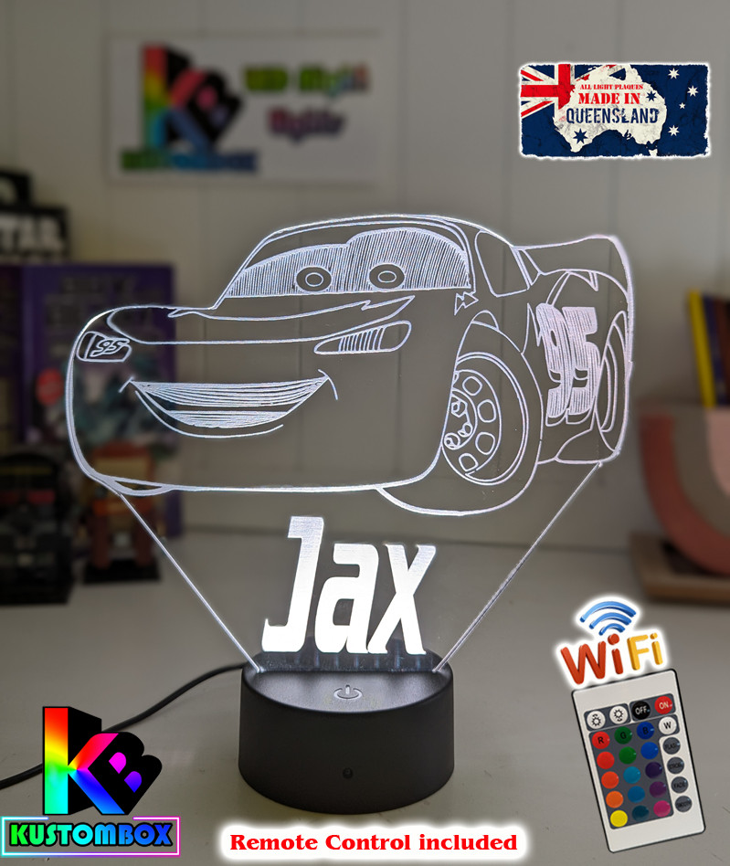CARS LIGHTING McQUEEN PERSONALISED 3D LED Battery USB Night Light Colour Change
