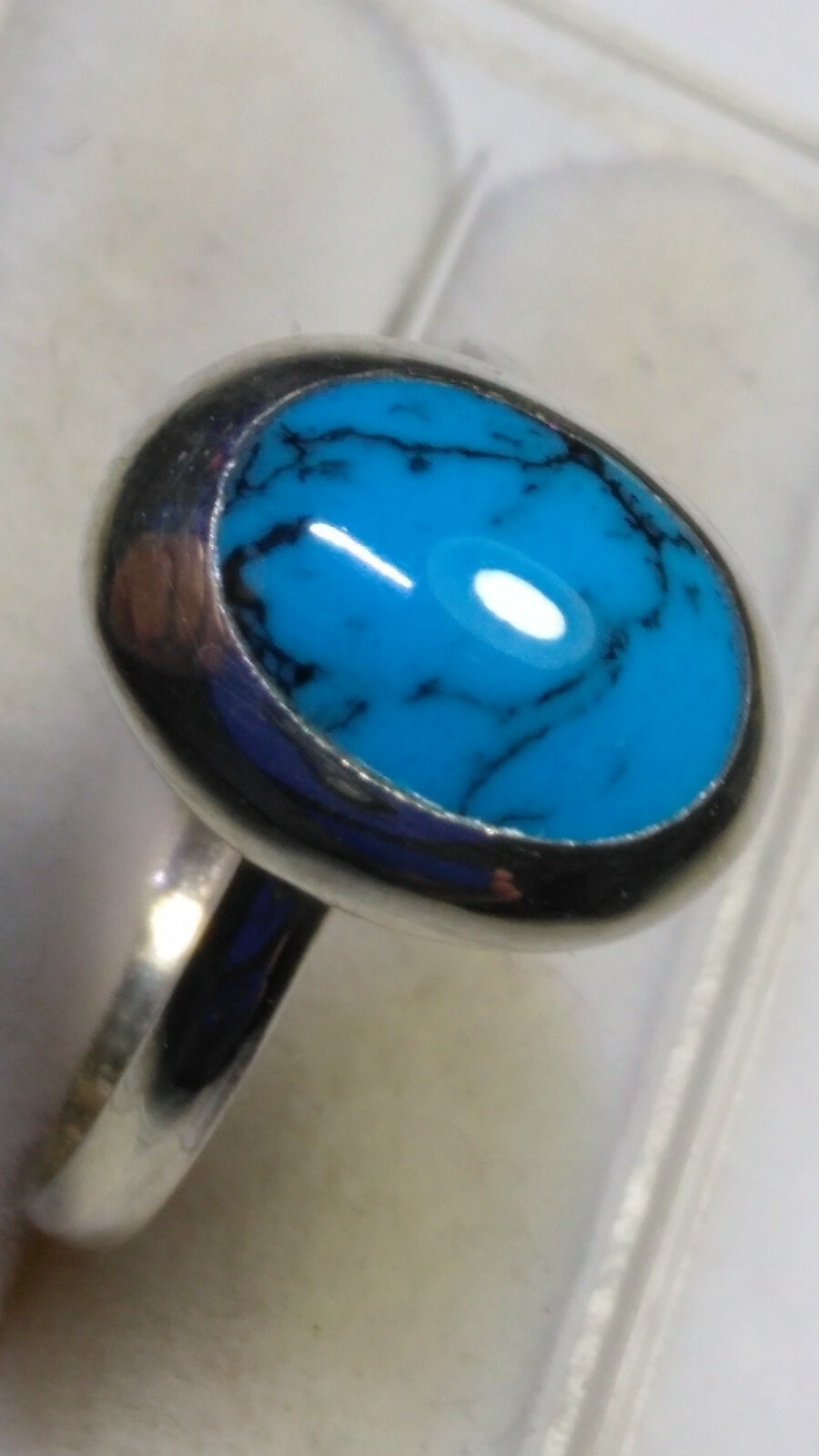 CUTE NATURAL TURQUOISE IN .925 STERLING SILVER RING SIZE 7.0-7.25!