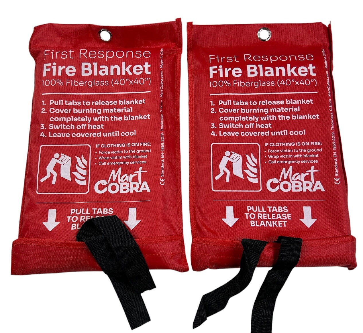 New First Response Fire Blanket Fire Protection 40”X 40” 2 Pack 100% Fiberglass