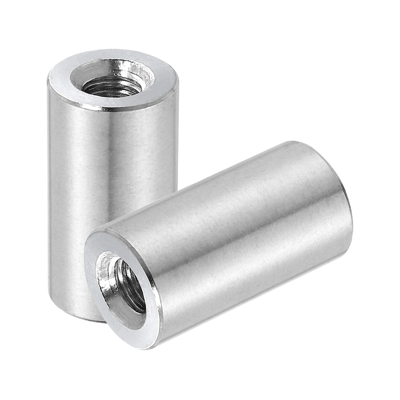 2Pcs 304 Stainless Steel M8x1.25mm Round Coupling Nuts, 0.55x1.18"(ODxH)