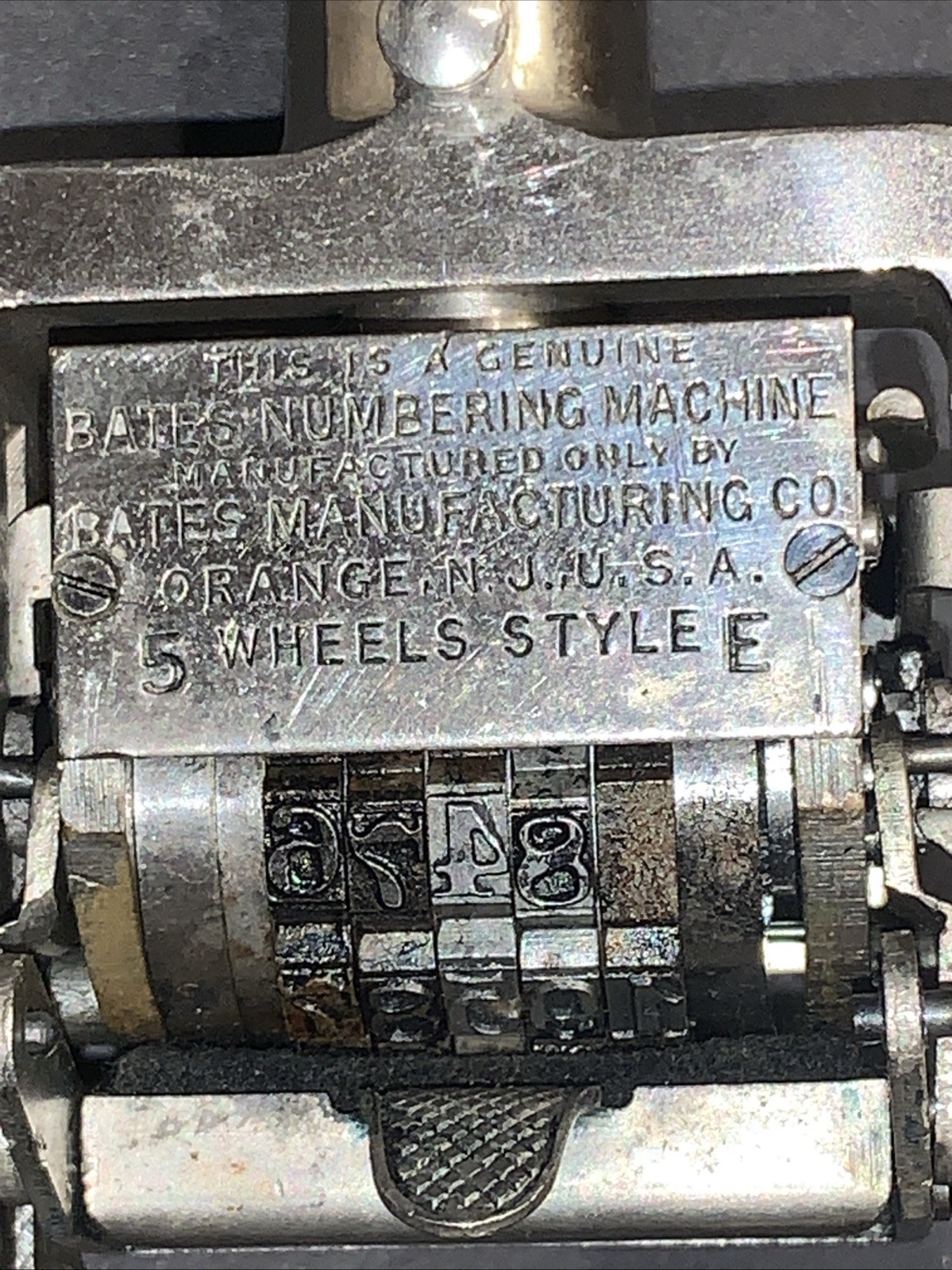Vtg Bates Numbering Machine Multiple 3 Movement 5 Wheels Style E in Original Box