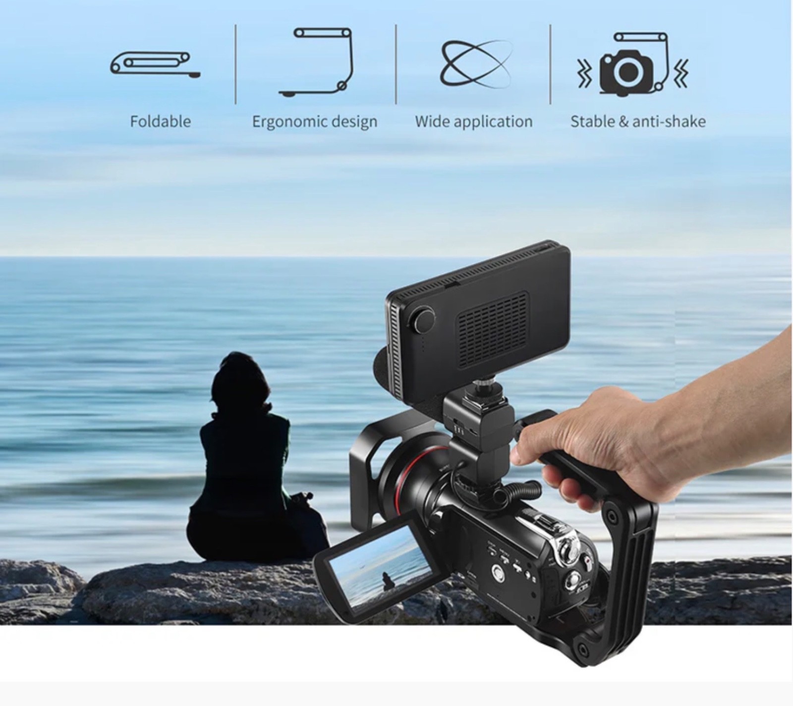 Ordro HC-1 Foldable Handheld Camera Stabilizer Holder for Smooth Shots