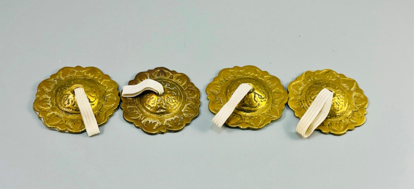 Vintage Set of 4 Brass Finger Cymbals Belly Dancing