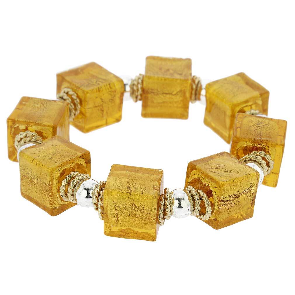 GlassOfVenice Brillio Venetian Cubes Bracelet - Golden Brown